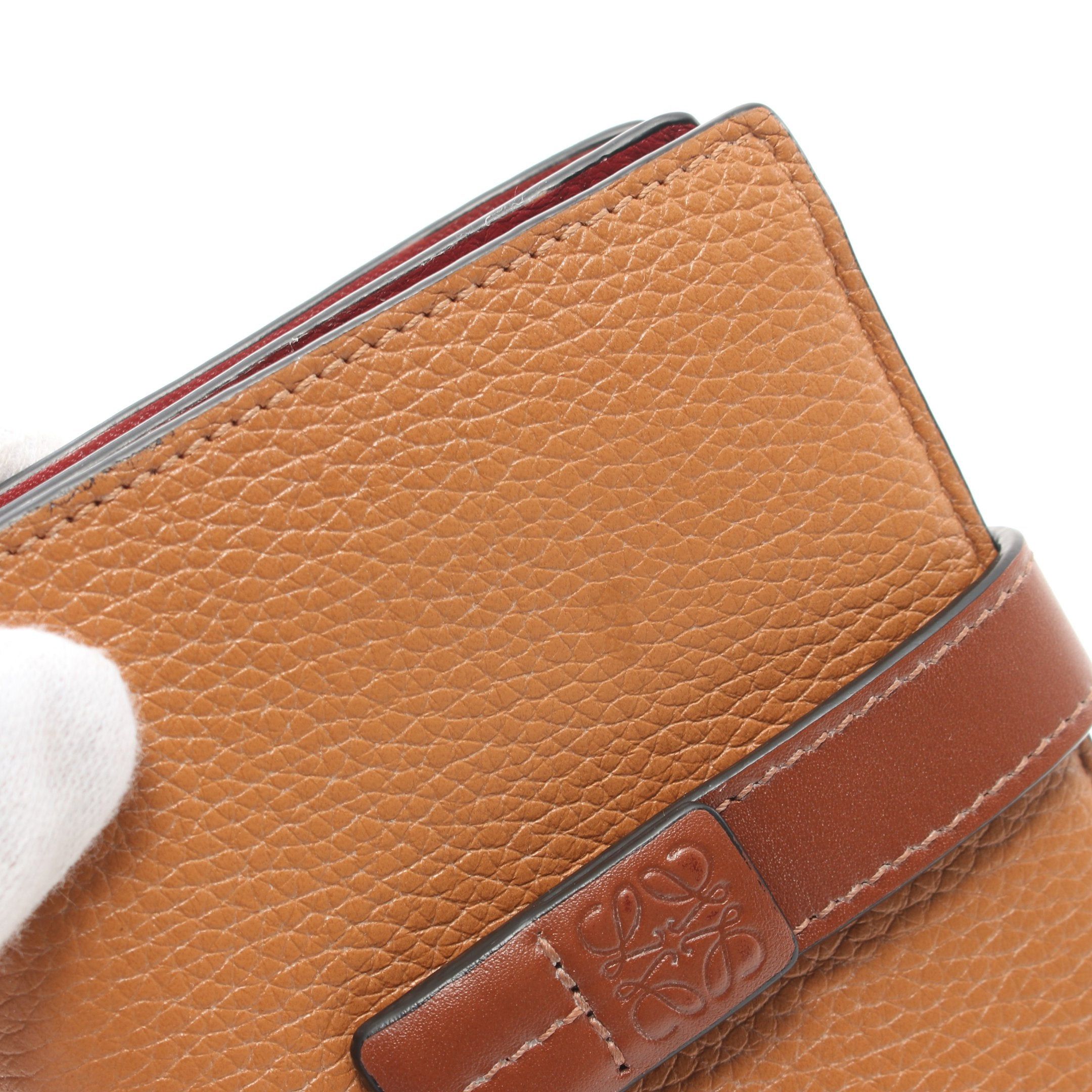 Loewe Loewe Compact Zip Wallet Bi-Fold Leather Light Brown Red Size ONE SIZE - 9 Thumbnail