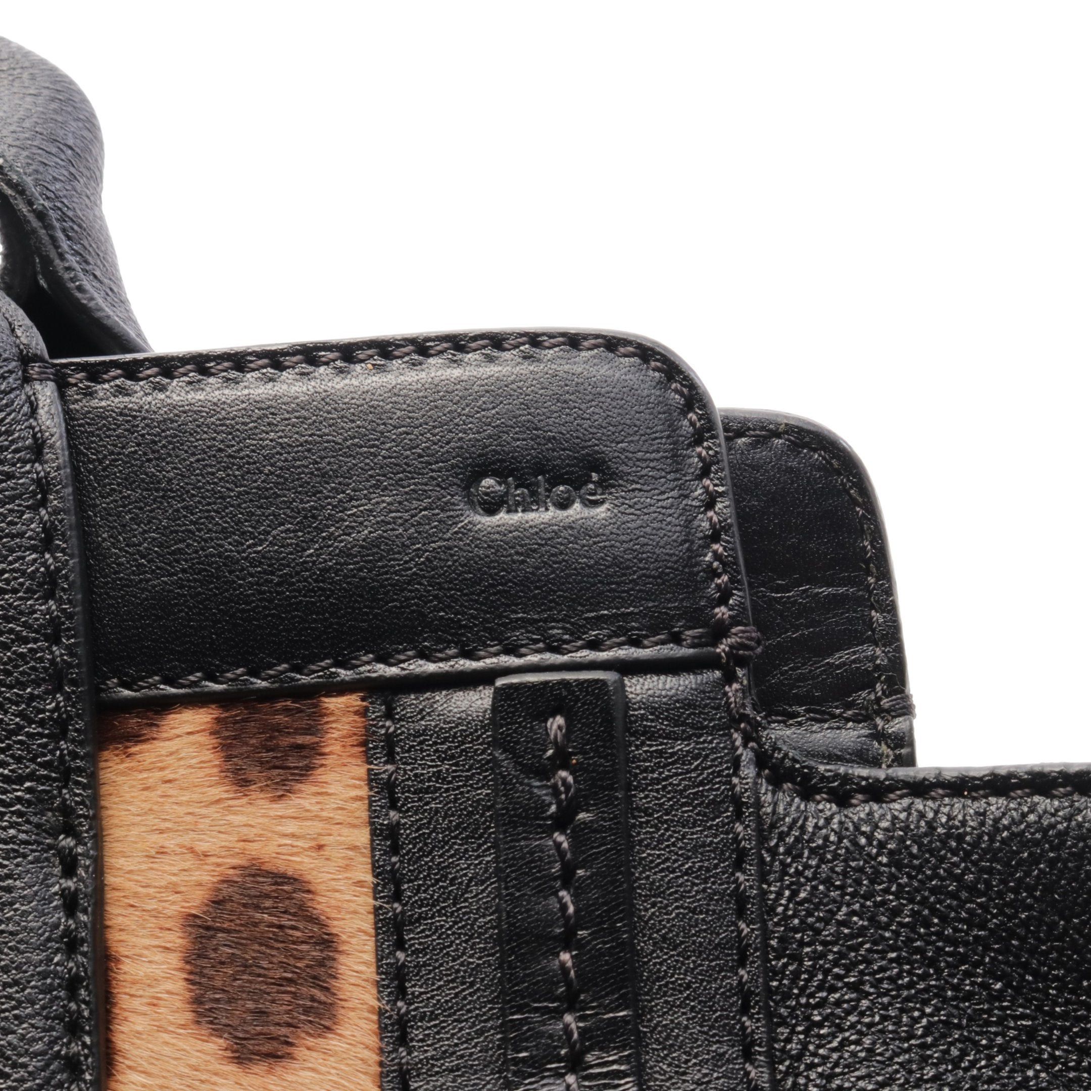 Chloe Chloe Allison Handbag Leopard Unborn Calf Leather Brown Black Size ONE SIZE - 4 Thumbnail