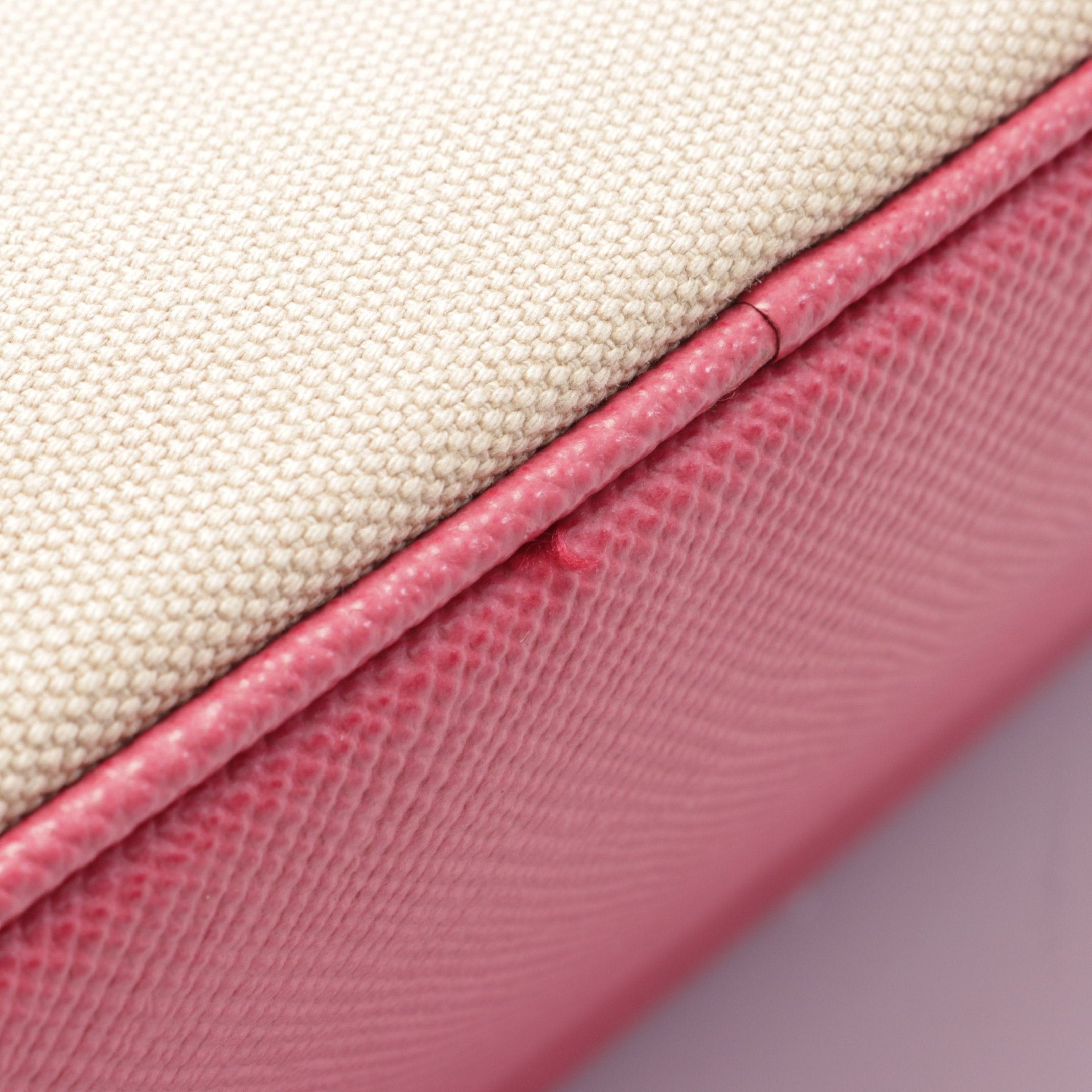 Prada Prada Kanapa Handbag Canvas Saffiano Leather Beige Pink Size ONE SIZE - 6 Thumbnail