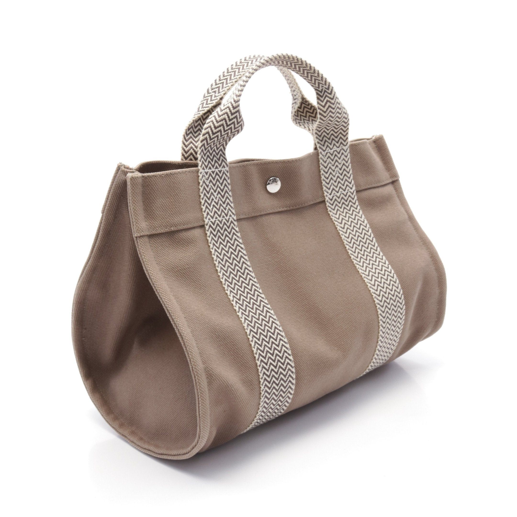 Hermes Hermes Cannes Pm Handbag Tote Bag Canvas Gray Brown Silver Hardware Size ONE SIZE - 2 Thumbnail