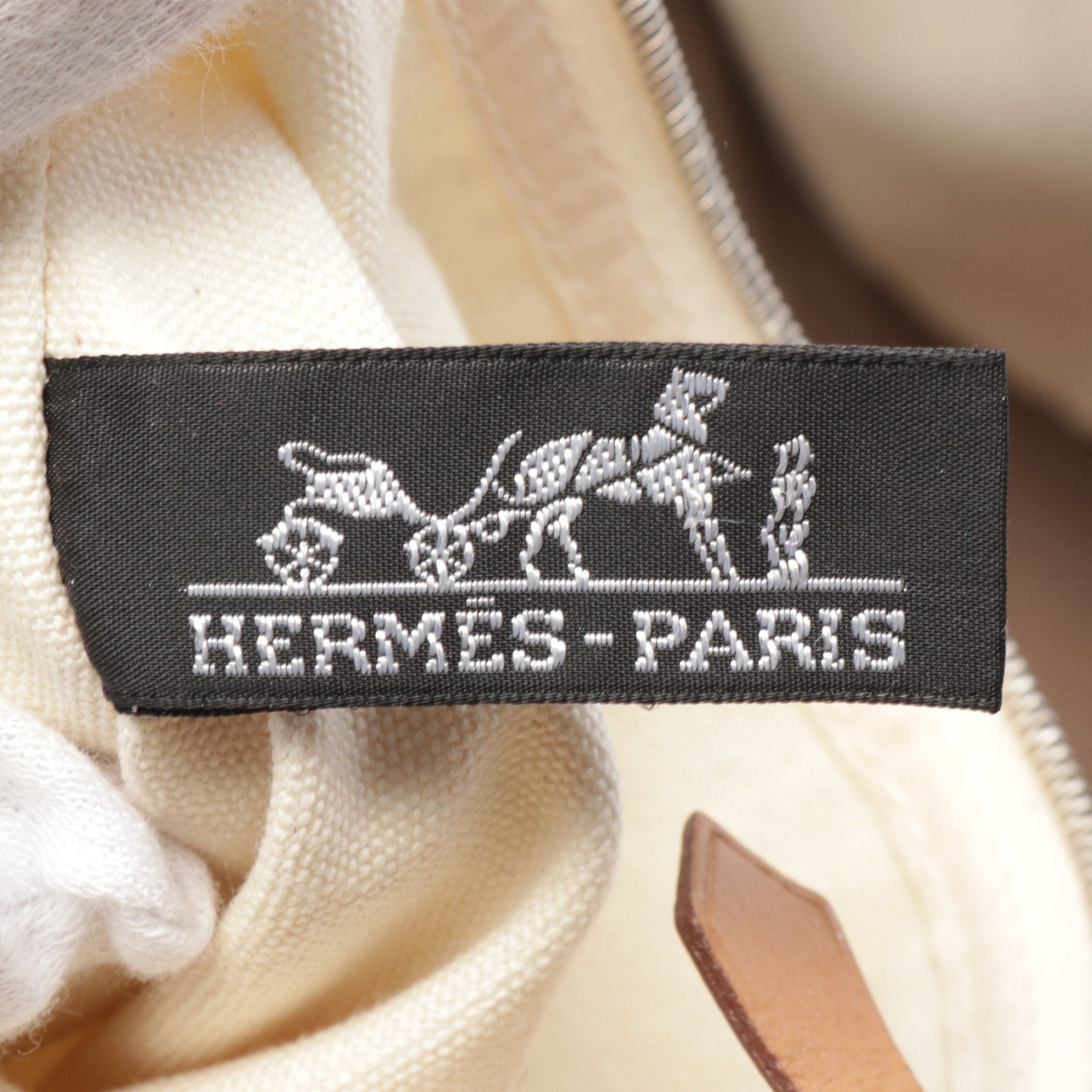 Hermes Hermes Cannes Pm Handbag Tote Bag Canvas Gray Brown Silver Hardware Size ONE SIZE - 4 Thumbnail