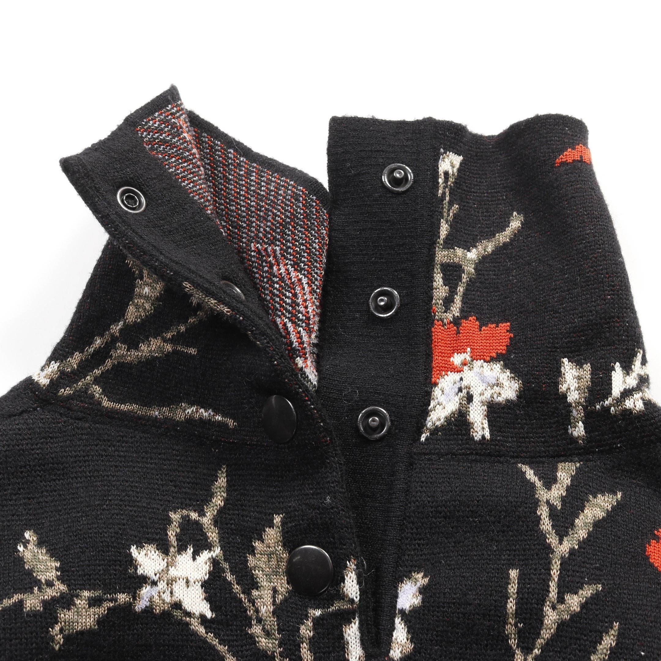 Balenciaga Balenciaga Knit High Neck Floral Pattern Wool Black Multicolor Size ONE SIZE - 8 Thumbnail