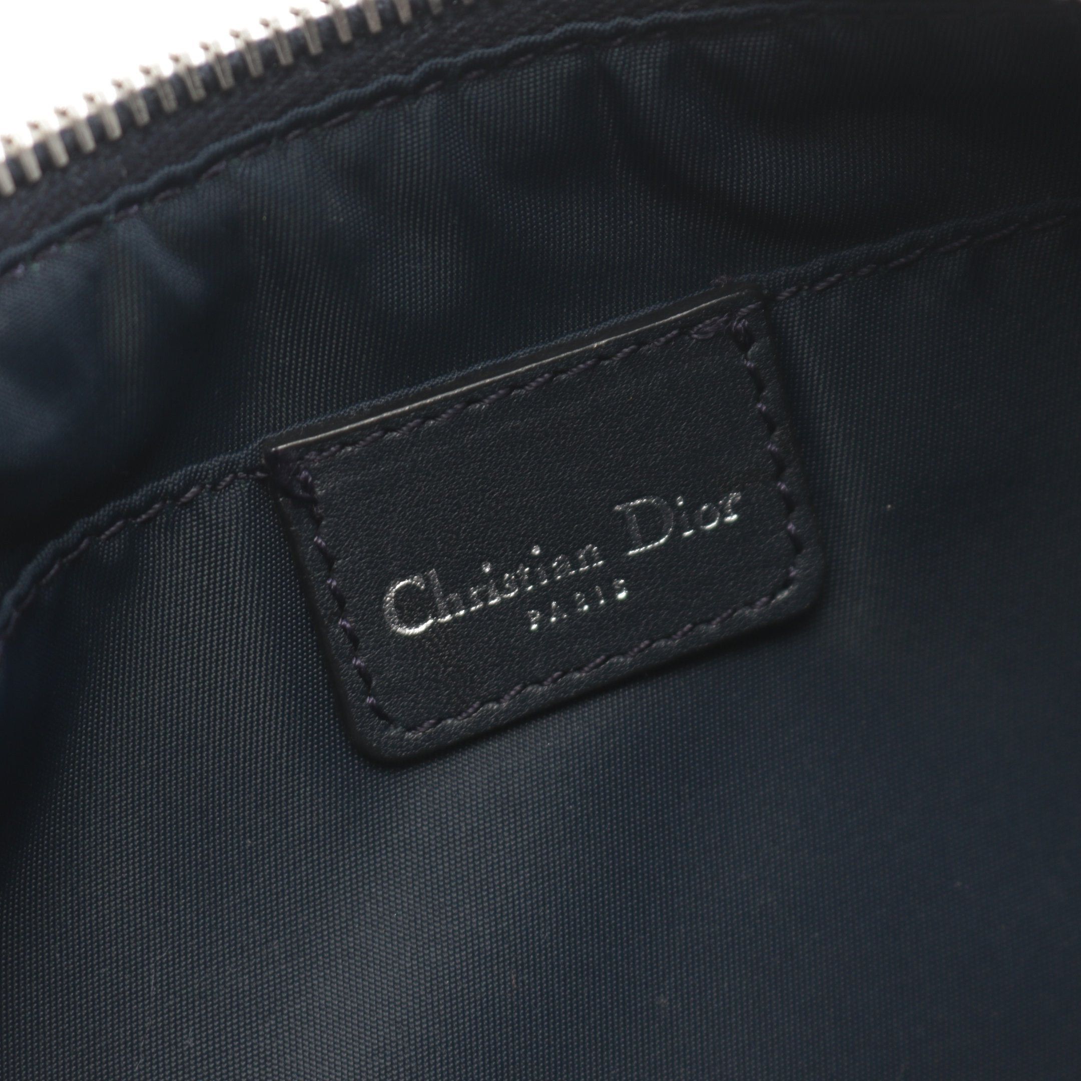 Dior Dior Trotter Handbag Canvas Leather Light Gray Navy Size ONE SIZE - 4 Thumbnail