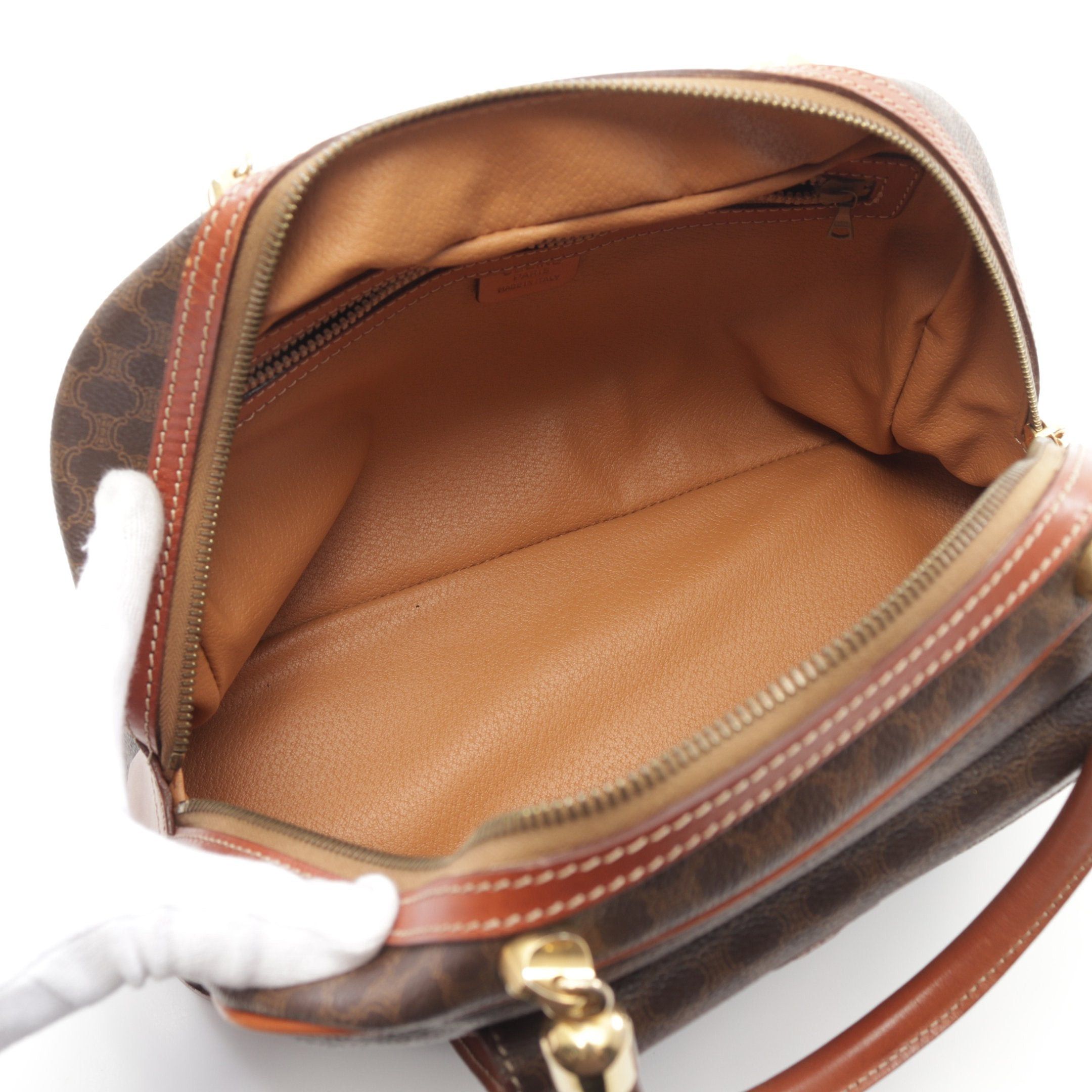 Celine Celine Macadam Handbag Leather Dark Brown Size ONE SIZE - 3 Thumbnail