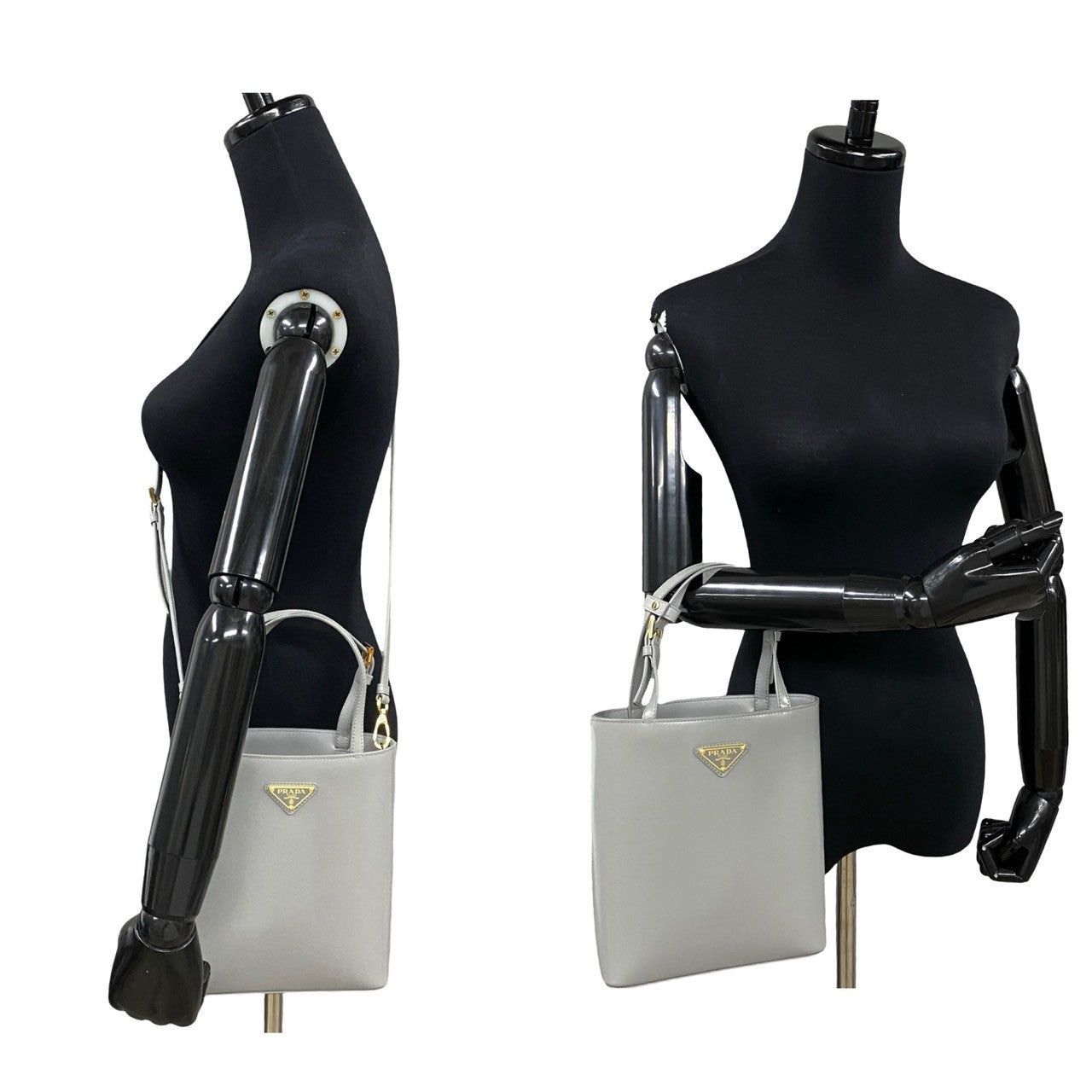 Prada Prada Shoulder Bag Grey Leather Size ONE SIZE - 2 Thumbnail
