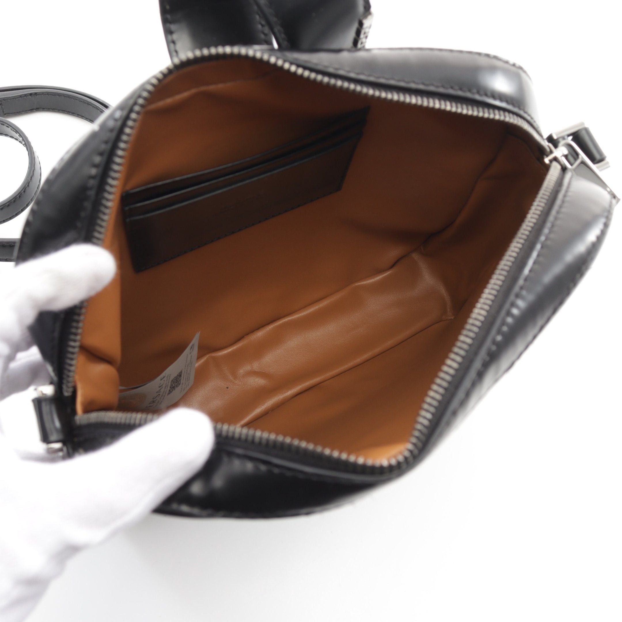 Versace Versace Greca Shoulder Bag Leather Black Size ONE SIZE - 3 Thumbnail