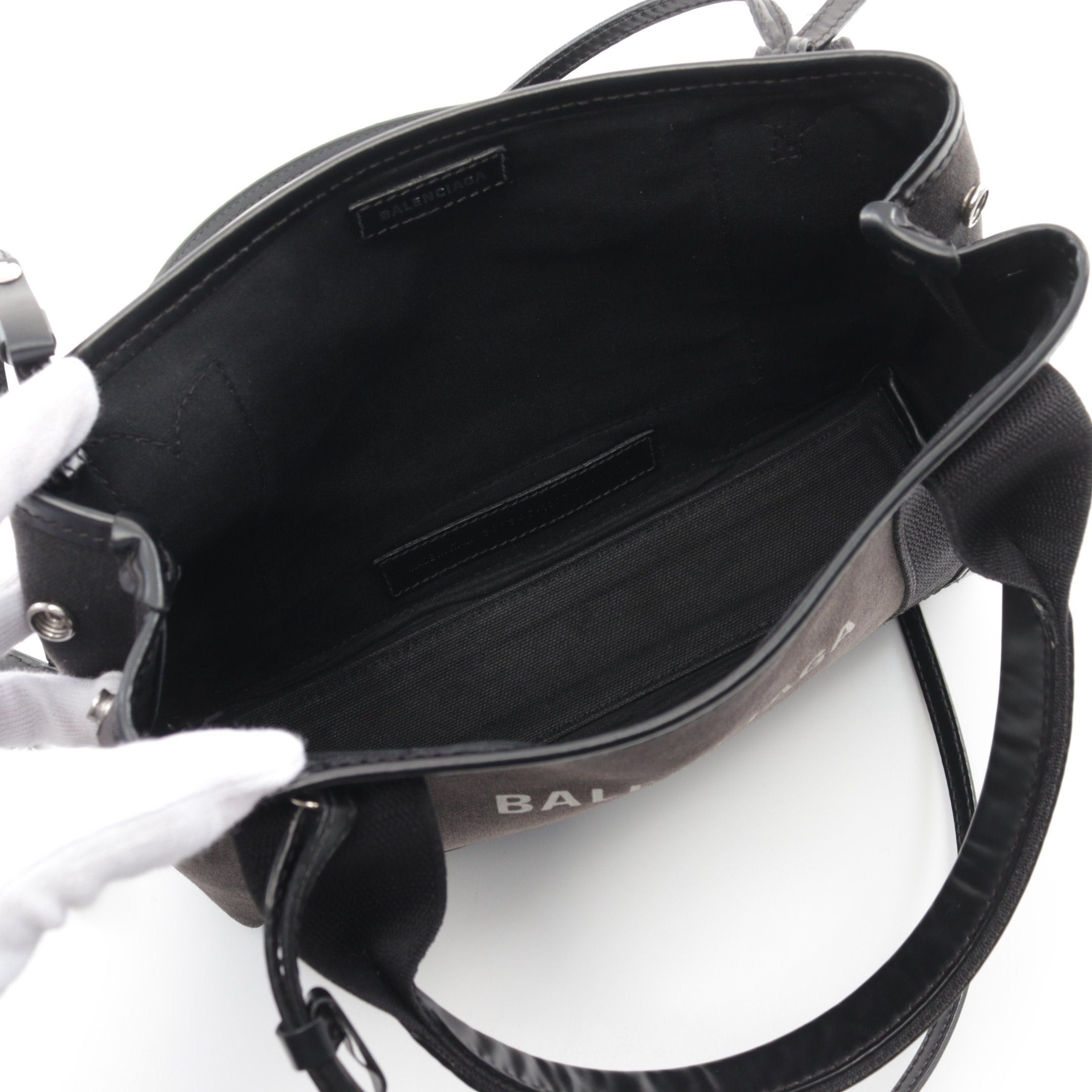 Balenciaga Balenciaga Navy Hippopotamus Xs Handbag Canvas Leather Black Size ONE SIZE - 3 Thumbnail