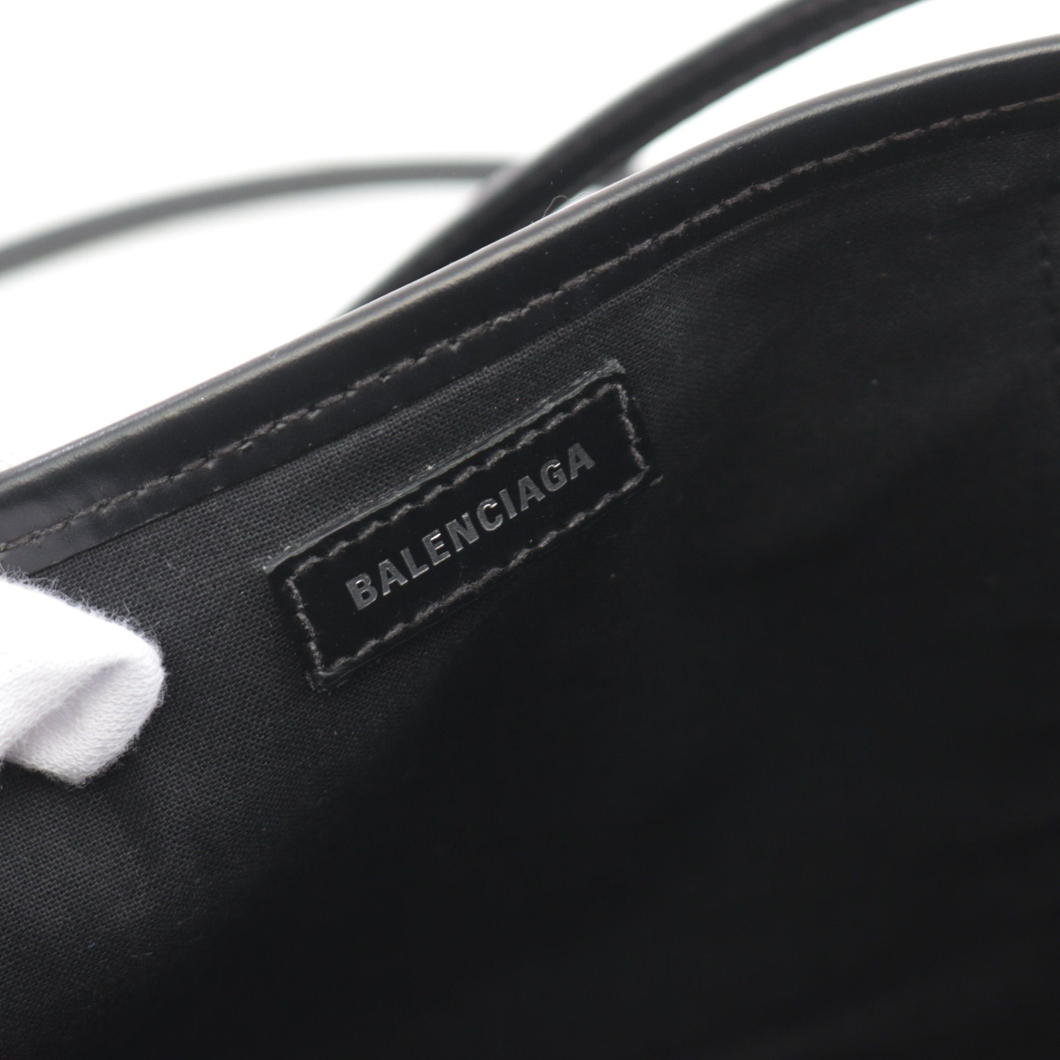 Balenciaga Balenciaga Navy Hippopotamus Xs Handbag Canvas Leather Black Size ONE SIZE - 4 Thumbnail