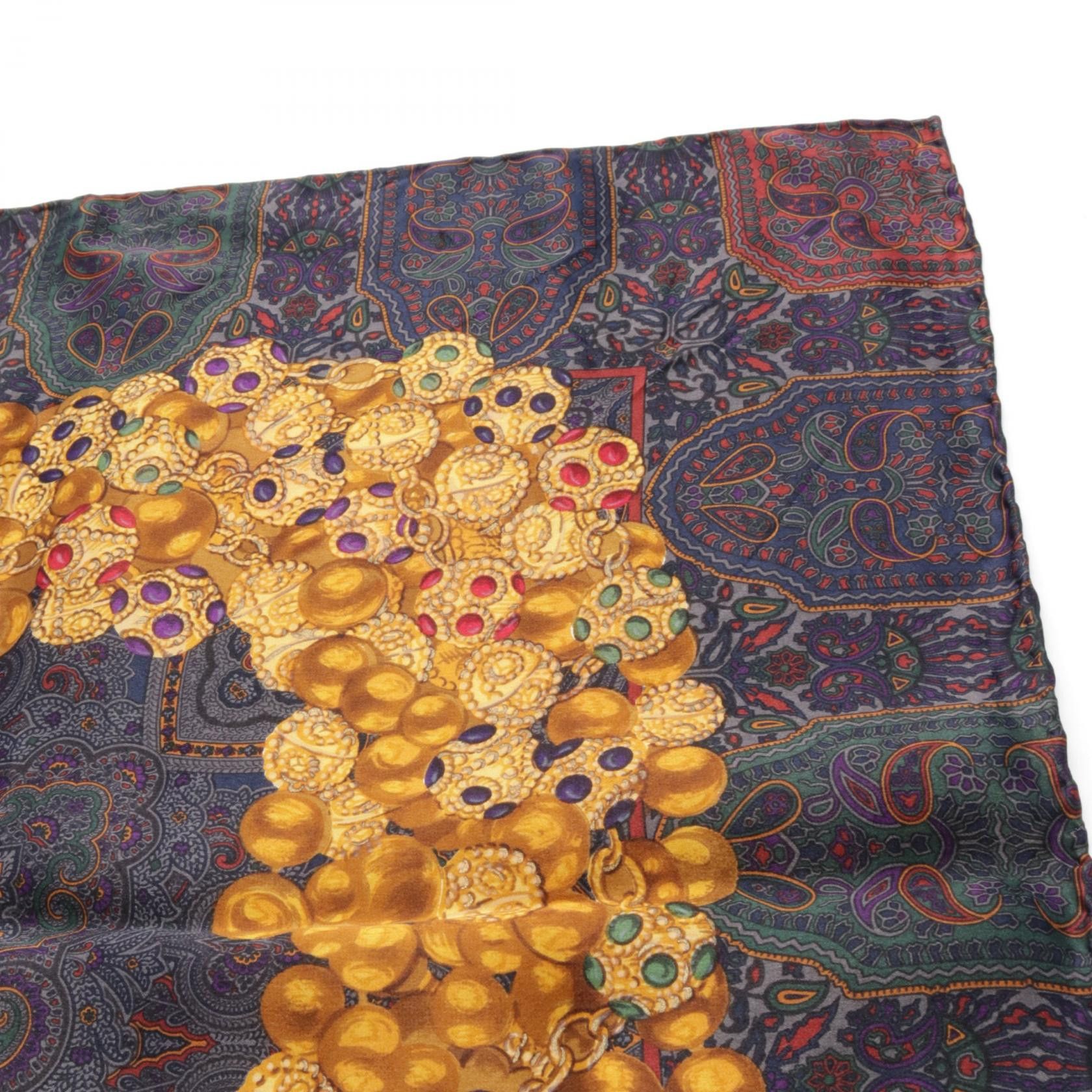 Chanel Chanel Gripoa Pattern Scarf Paisley Silk Black Multicolor Size ONE SIZE - 4 Thumbnail
