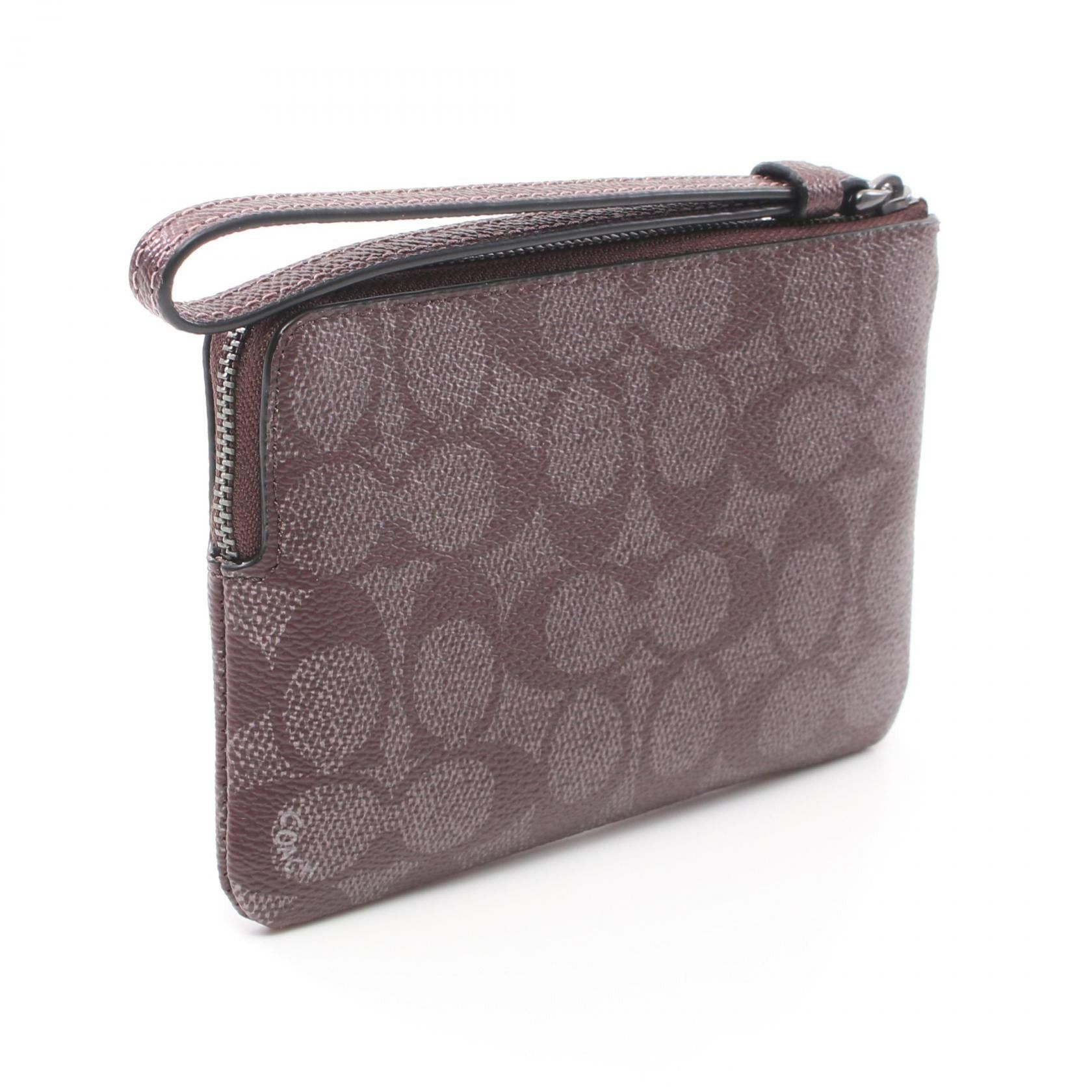 Coach Coach Signature Corner Zip Wristlet Pouch Leather Bordeaux Charm Set Size ONE SIZE - 3 Thumbnail