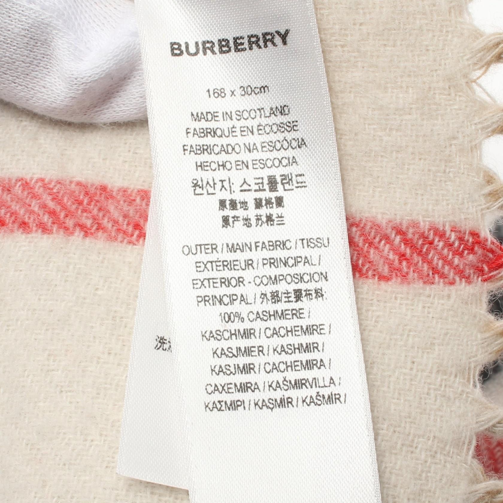 Burberry Burberry Contrast Check Scarf Cashmere Off White Beige Multicolor Size ONE SIZE - 3 Thumbnail