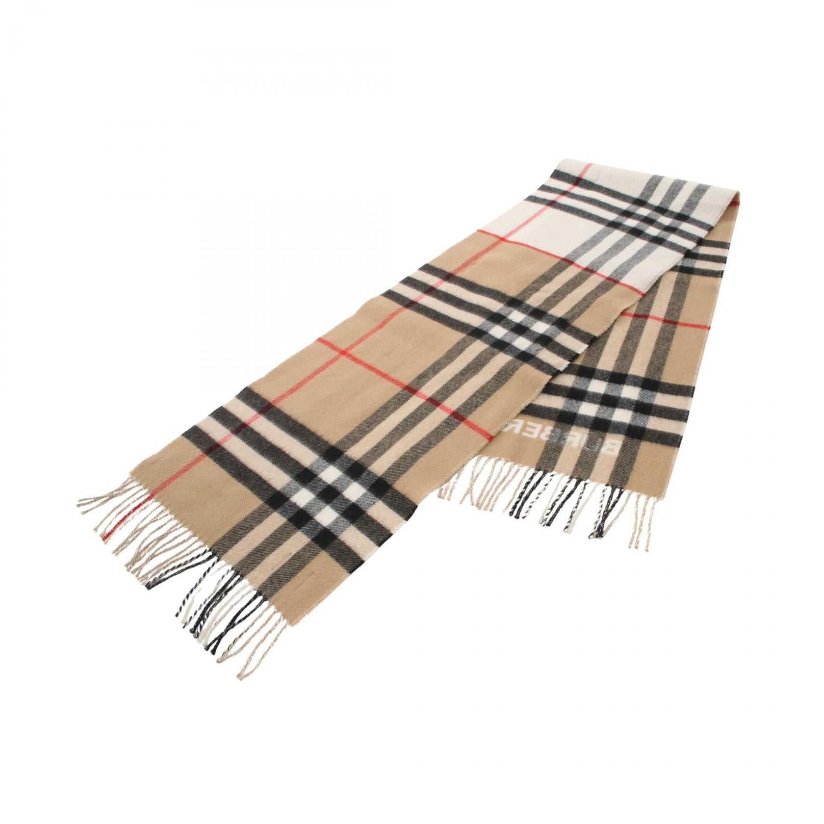 Burberry Burberry Contrast Check Scarf Cashmere Off White Beige Multicolor Size ONE SIZE - 5 Thumbnail