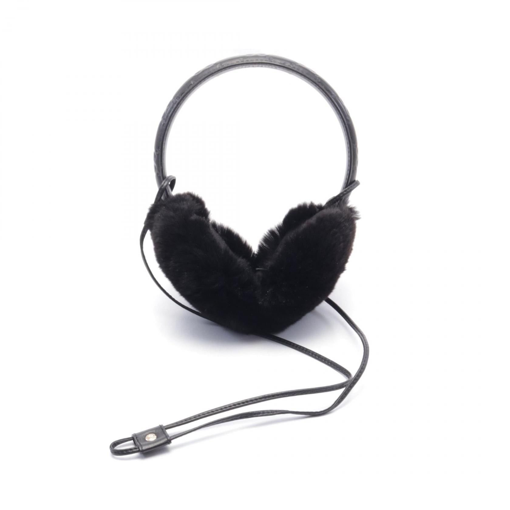 Gucci Gucci Gucci Sima Earmuffs Accessory Leather Rabbit Fur Black Size ONE SIZE - 2 Thumbnail
