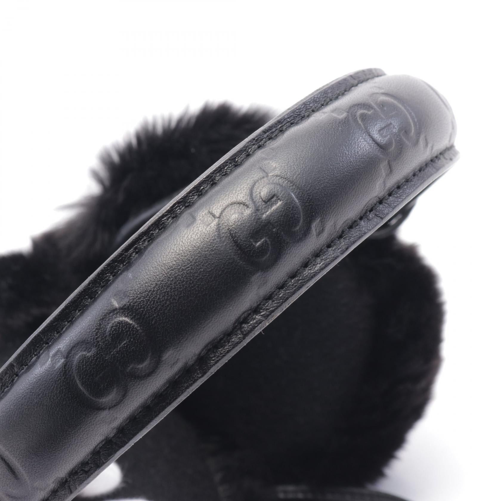 Gucci Gucci Gucci Sima Earmuffs Accessory Leather Rabbit Fur Black Size ONE SIZE - 6 Thumbnail