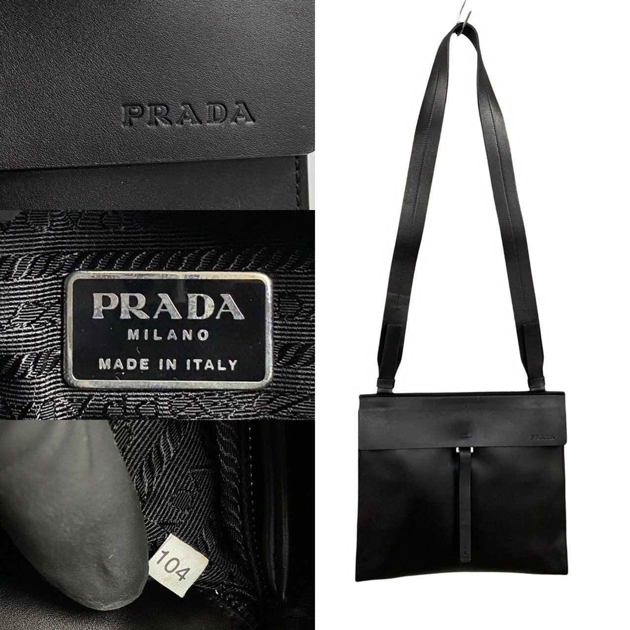 Prada Prada Shoulder Bag Black Leather Size ONE SIZE - 3 Thumbnail