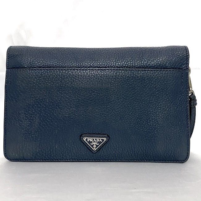 Prada PRADA Clutch Bag Blue Leather Size ONE SIZE - 3 Thumbnail