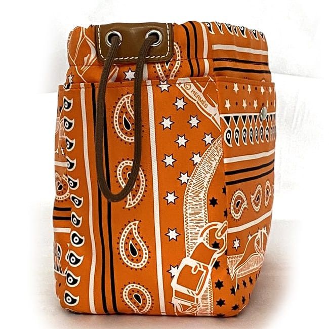 Hermes HERMES Clutch Bag Orange Silk Size ONE SIZE - 2 Thumbnail