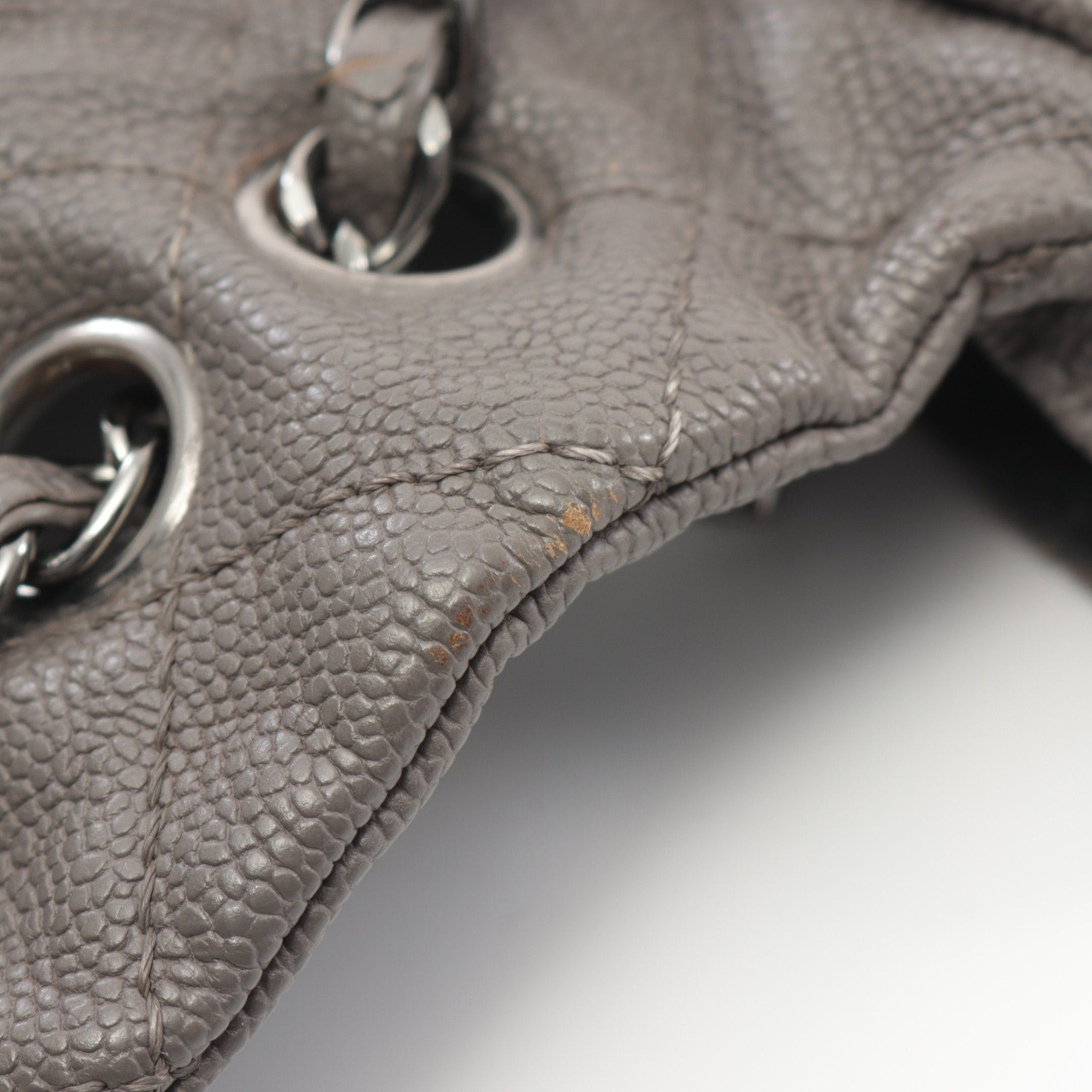 Chanel Chanel 2.55 Matelasse Double Chain Shoulder Bag Caviar Skin Gray Silver Hardware Size ONE SIZE - 10 Thumbnail