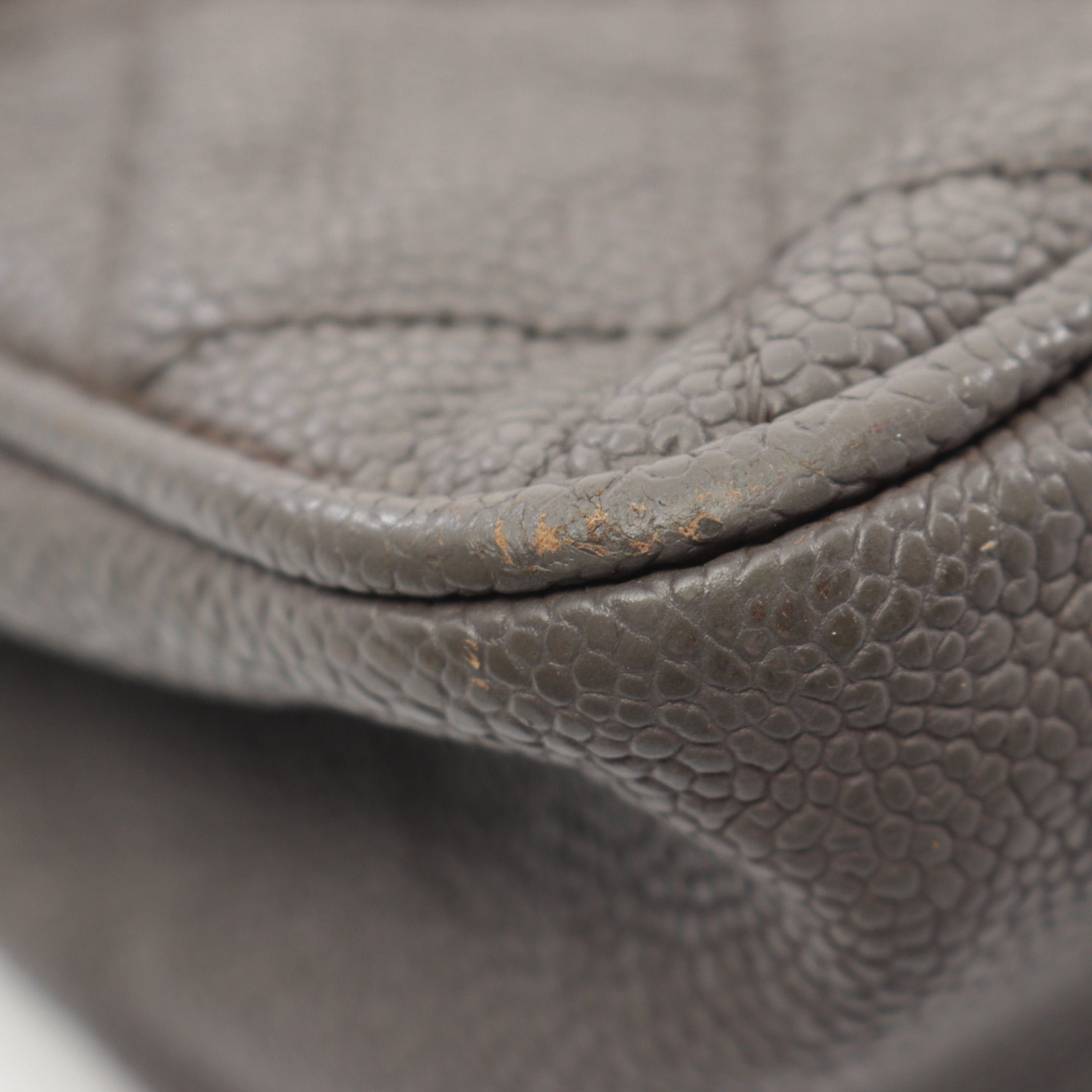 Chanel Chanel 2.55 Matelasse Double Chain Shoulder Bag Caviar Skin Gray Silver Hardware Size ONE SIZE - 9 Thumbnail
