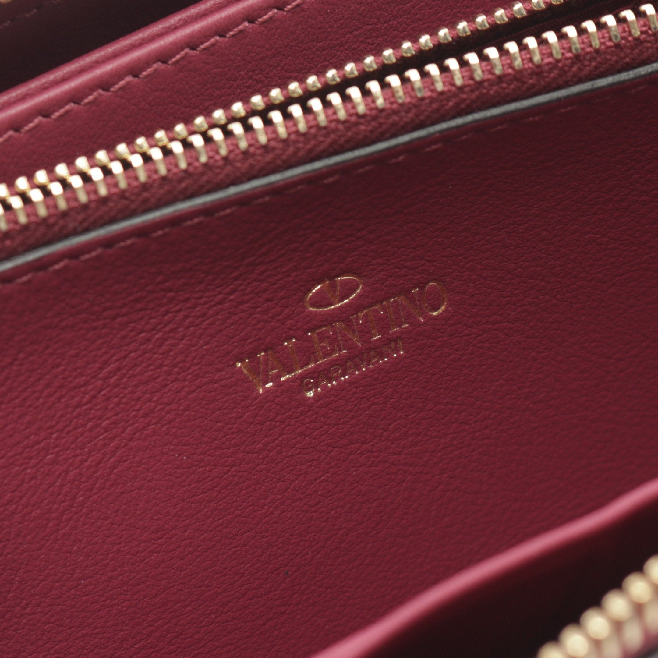 Valentino Valentino Rockstud Round Zipper Long Wallet Leather Bordeaux Size ONE SIZE - 4 Thumbnail