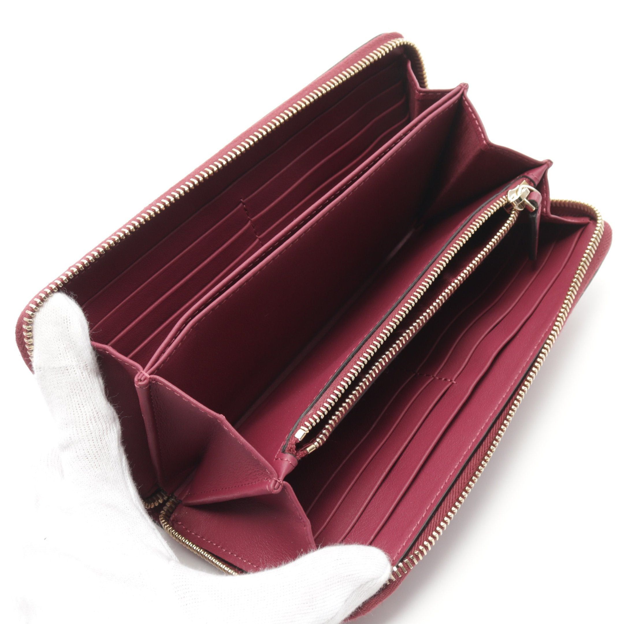 Valentino Valentino Rockstud Round Zipper Long Wallet Leather Bordeaux Size ONE SIZE - 3 Thumbnail
