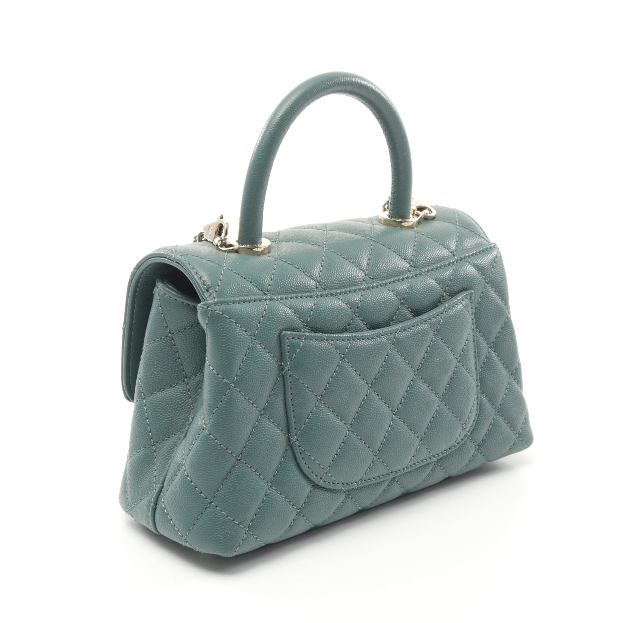 Chanel Chanel Coco Handle Flap Matelasse Handbag Caviar Skin Green Gold Hardware Size ONE SIZE - 2 Thumbnail