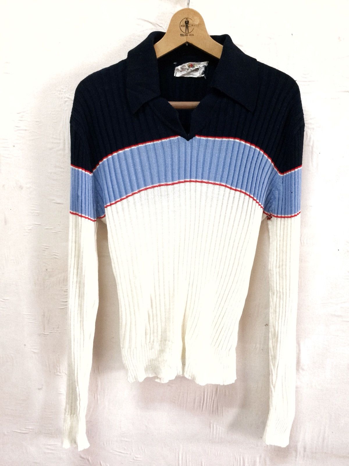 Vintage No Button neck Collar shirt knitwear