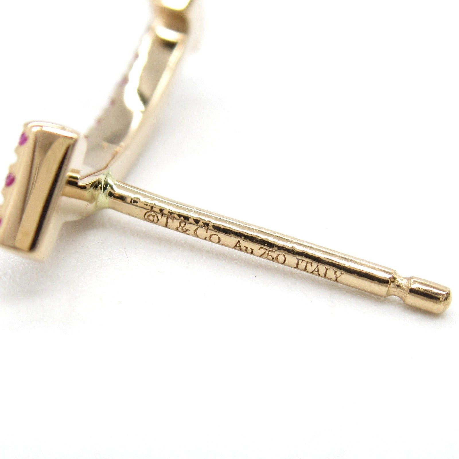 Tiffany & Co. Tiffany Co T-Smile Pink Sapphire Earrings K18Pg (Pink Gold) Size ONE SIZE - 6 Thumbnail