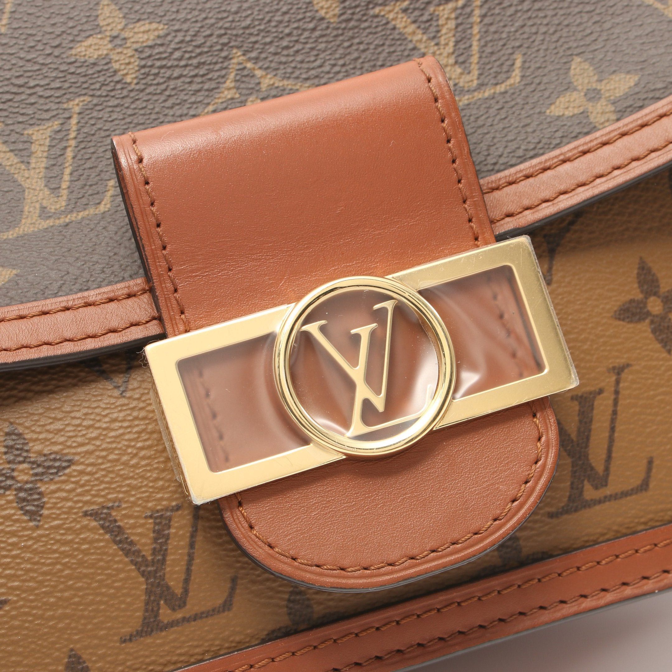Louis Vuitton Louis Vuitton Dauphine Mini Monogram Reverse Shoulder Bag Leather Brown Beige Size ONE SIZE - 9 Thumbnail