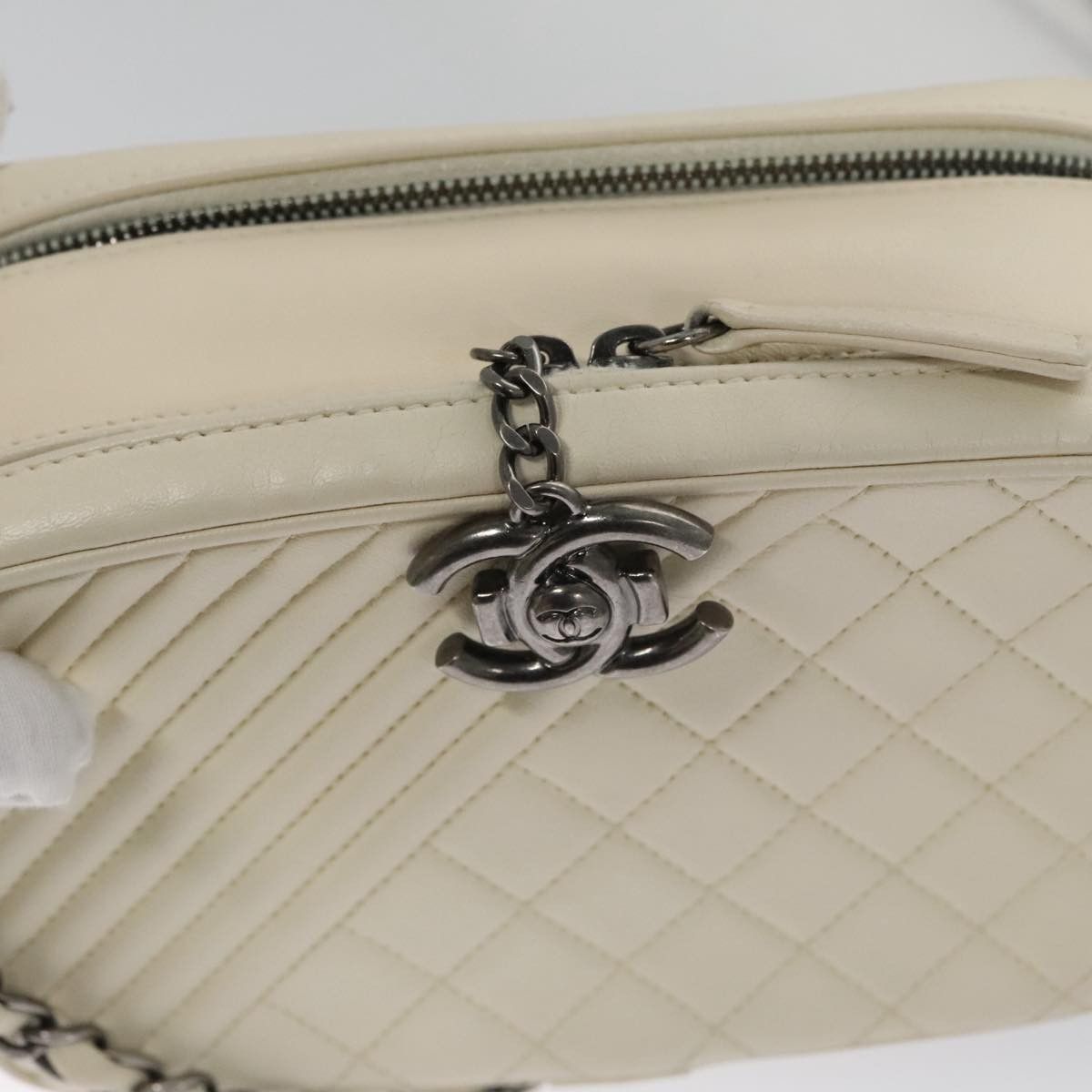 Chanel Coco Boy White Leather Shoulder Bag (Pre-Owned) Size ONE SIZE - 11 Thumbnail