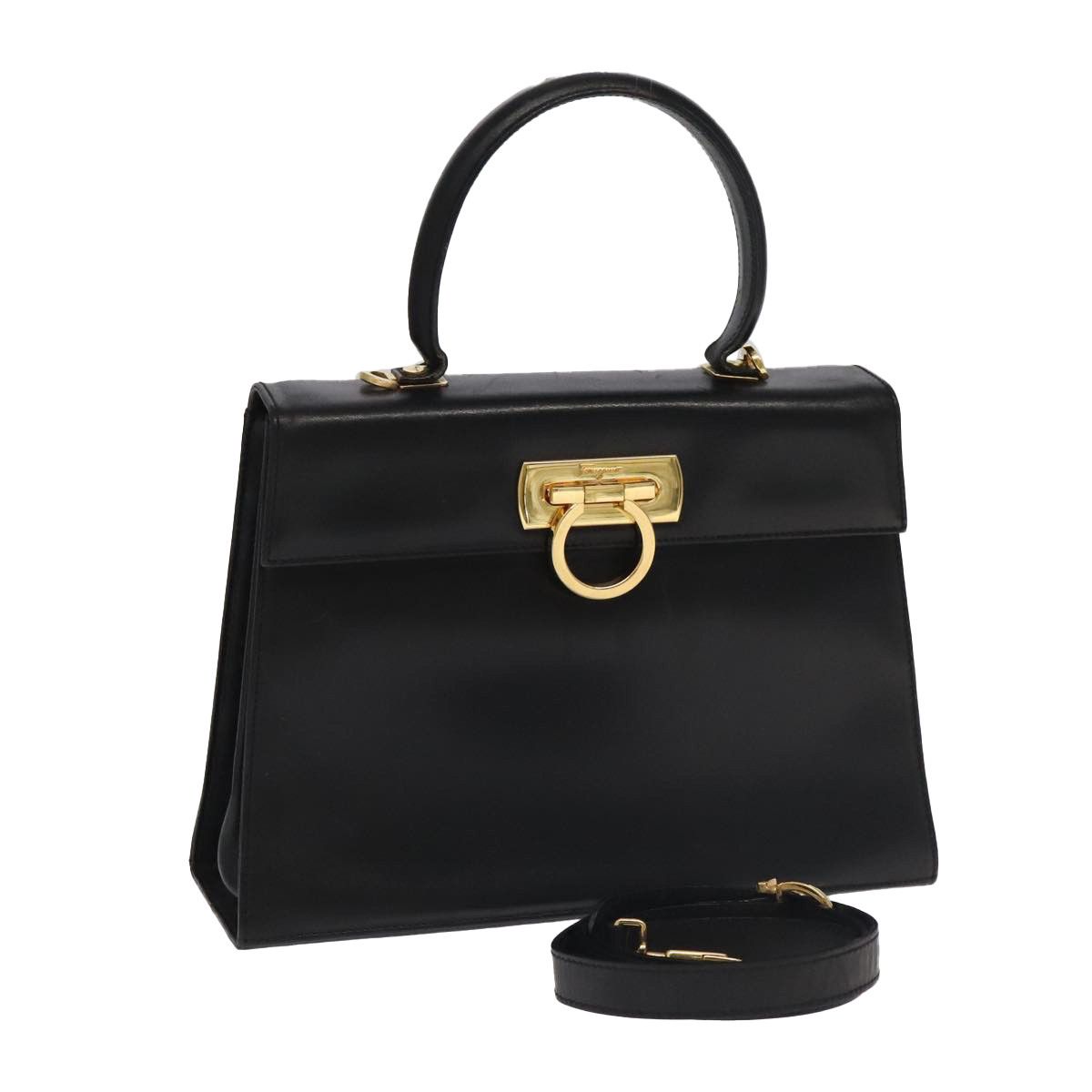 Salvatore Ferragamo Gancini Black Leather Handbag (Pre-Owned) Size ONE SIZE - 20 Thumbnail