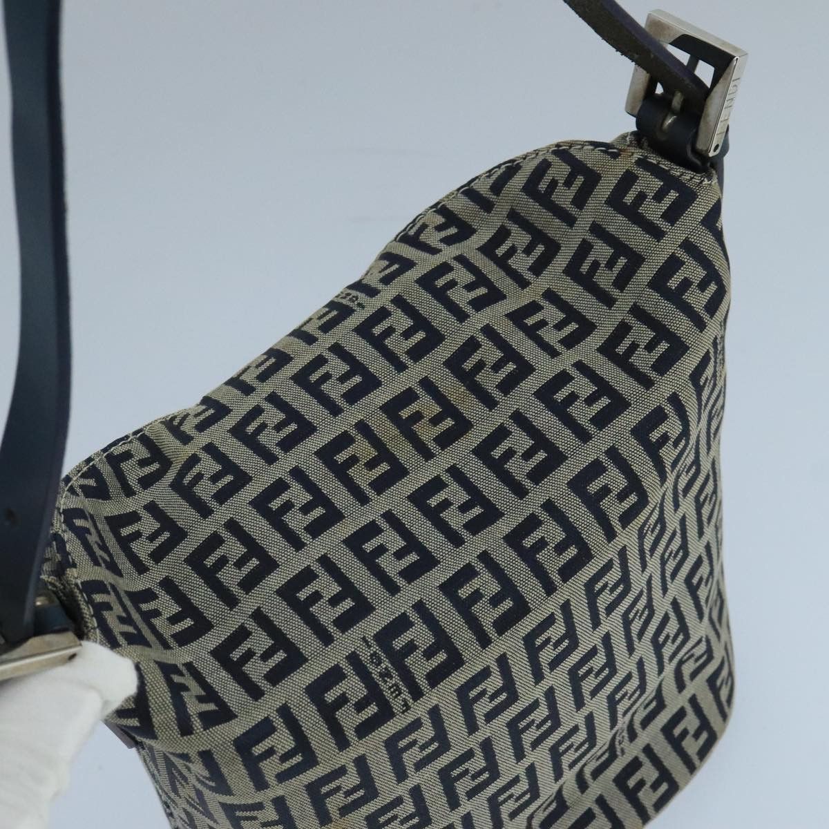 Fendi Zucchino Navy Canvas Shoulder Bag (Pre-Owned) Size ONE SIZE - 18 Thumbnail