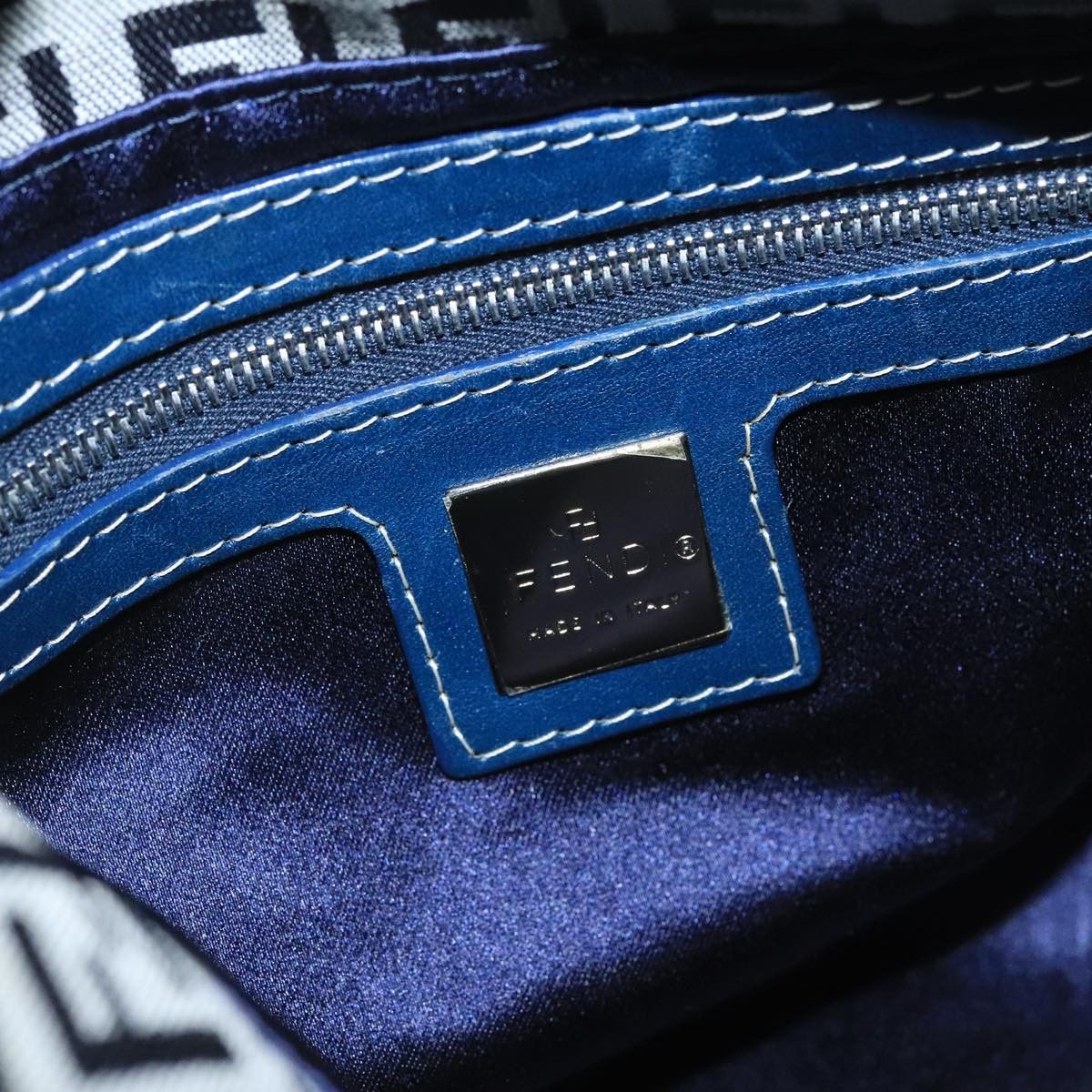 Fendi Zucchino Navy Canvas Shoulder Bag (Pre-Owned) Size ONE SIZE - 15 Thumbnail