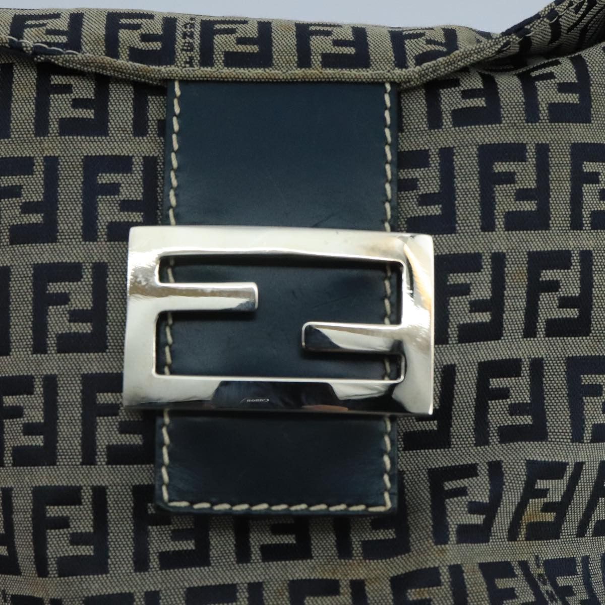 Fendi Zucchino Navy Canvas Shoulder Bag (Pre-Owned) Size ONE SIZE - 12 Thumbnail