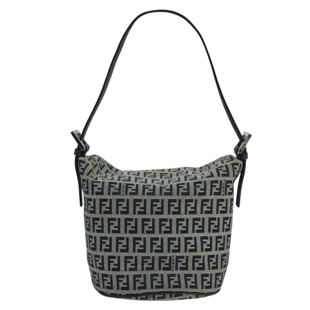 Fendi Zucchino Navy Canvas Shoulder Bag (Pre-Owned) Size ONE SIZE - 2 Thumbnail