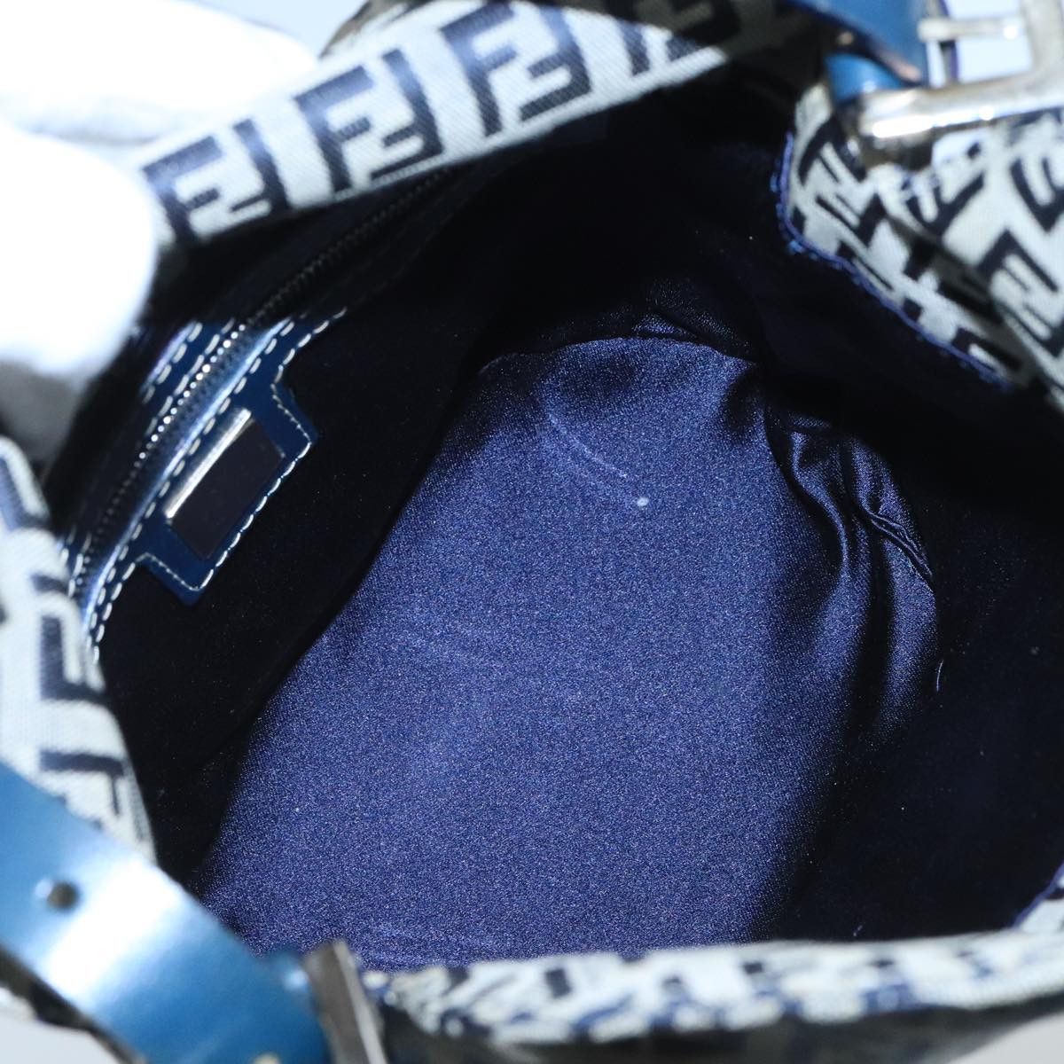 Fendi Zucchino Navy Canvas Shoulder Bag (Pre-Owned) Size ONE SIZE - 13 Thumbnail