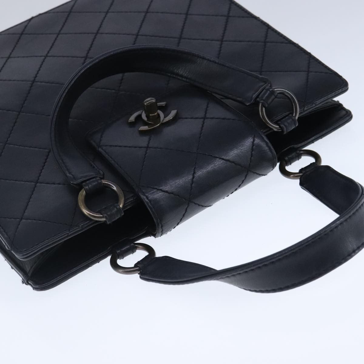 Chanel Coco Mark Black Leather Handbag (Pre-Owned) Size ONE SIZE - 5 Thumbnail