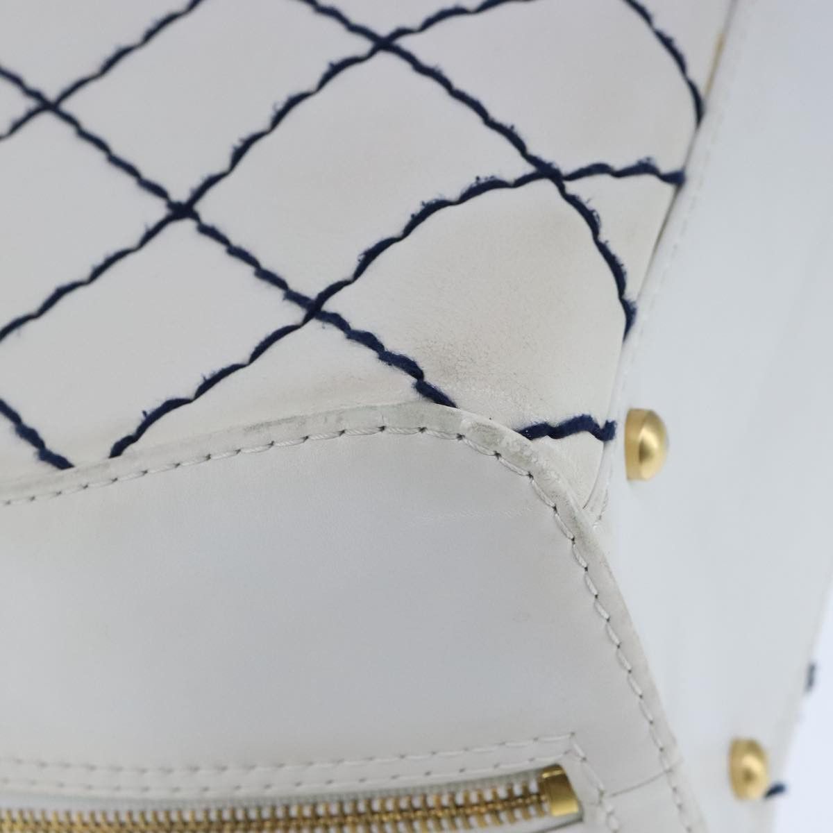 Chanel Wild Stitch White Leather Tote Bag (Pre-Owned) Size ONE SIZE - 7 Thumbnail