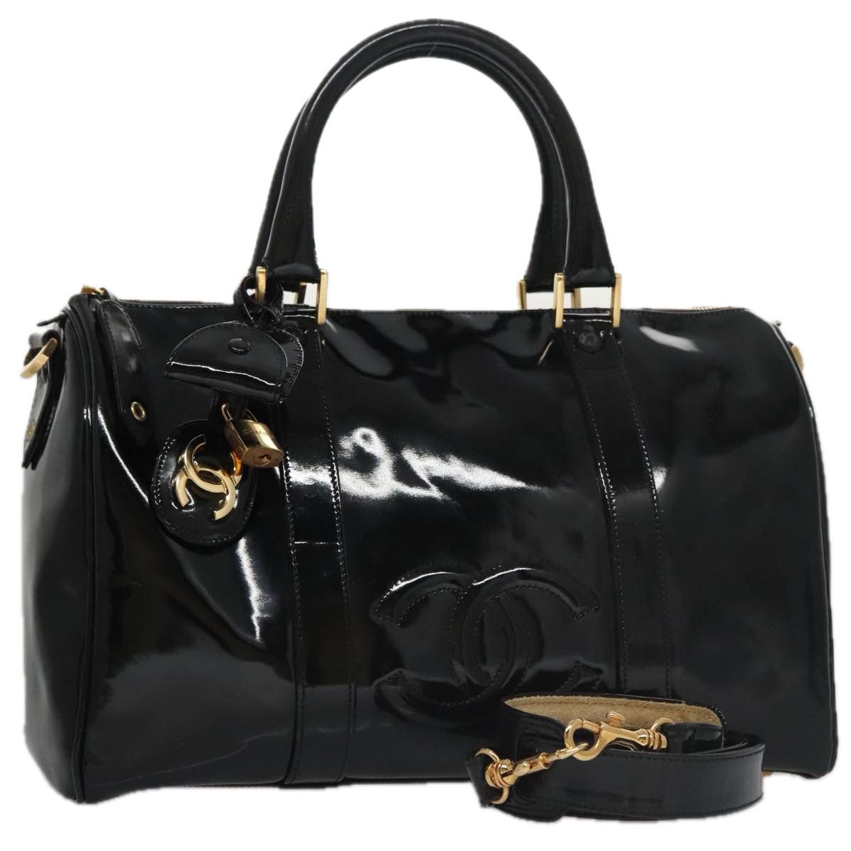 Chanel Logo Cc Black Patent Leather Travel Bag (Pre-Owned) Size ONE SIZE - 20 Thumbnail