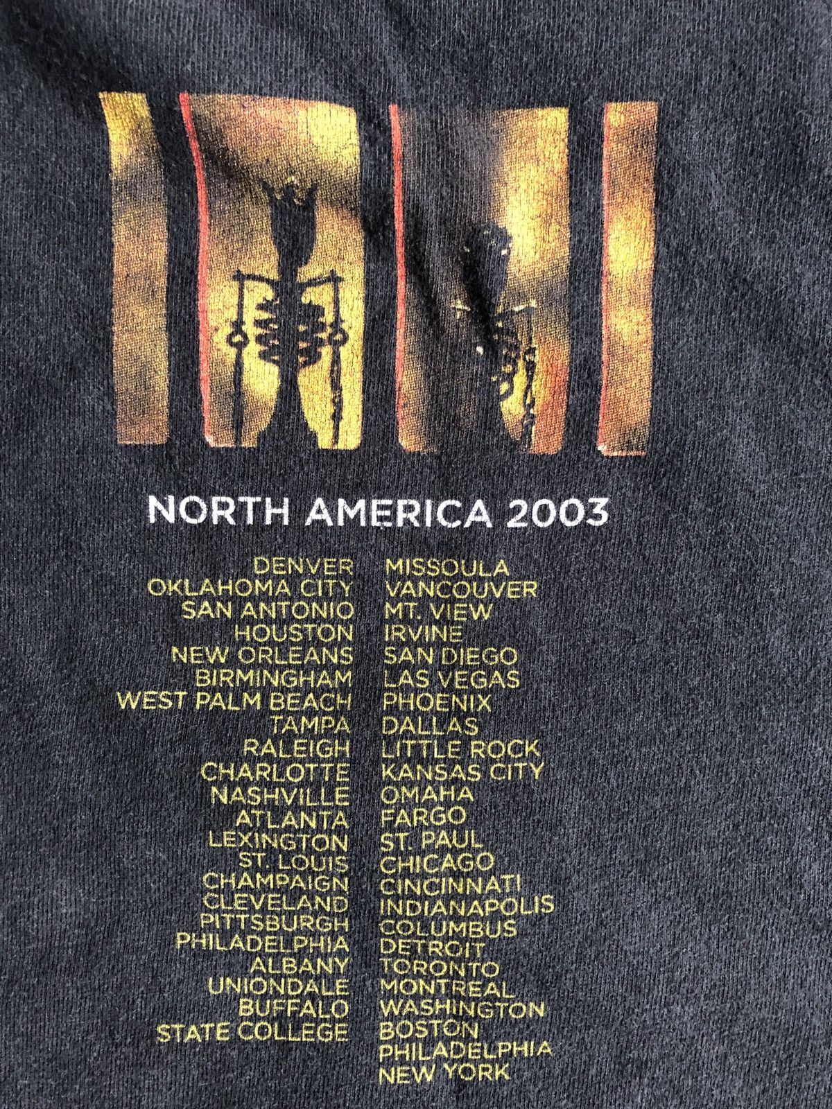 Band Tees Pearl Jam Riot Act 2003 Tour T-shirt Black XLarge Band Tees Pearl Jam Riot Act 2003 Tour T-shirt Black XLarge