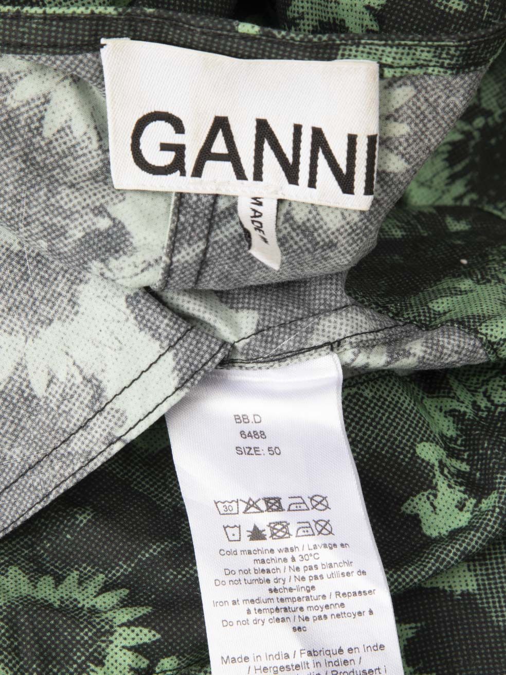 Ganni Green Floral Print Knee-length Dress Size XXL / US 16-18 / IT 52-54 - 6 Thumbnail