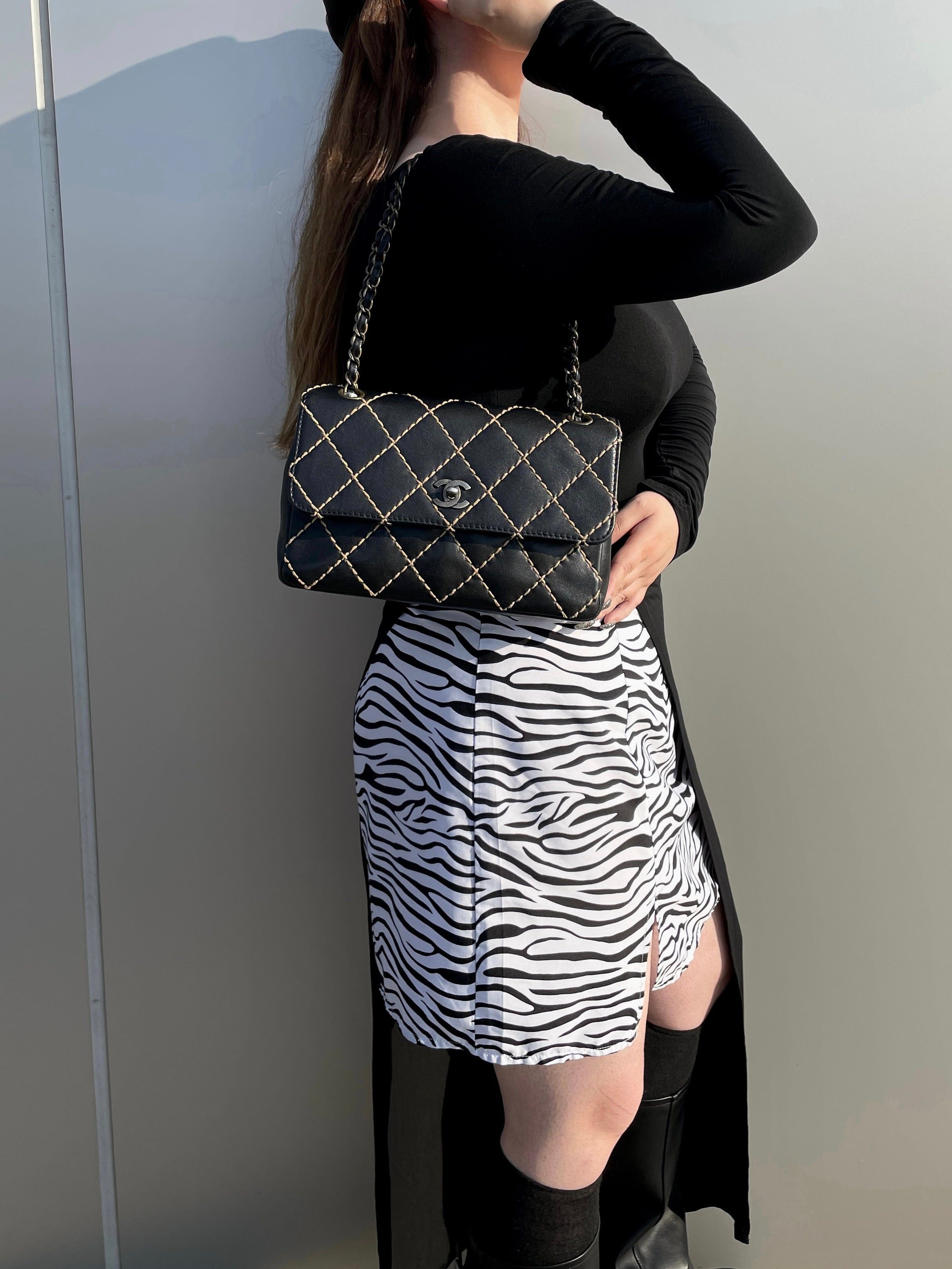 Chanel Chanel Wild Stitch Matelasse Coco Mark Double Chain Single Flap Bag Size ONE SIZE - 3 Thumbnail