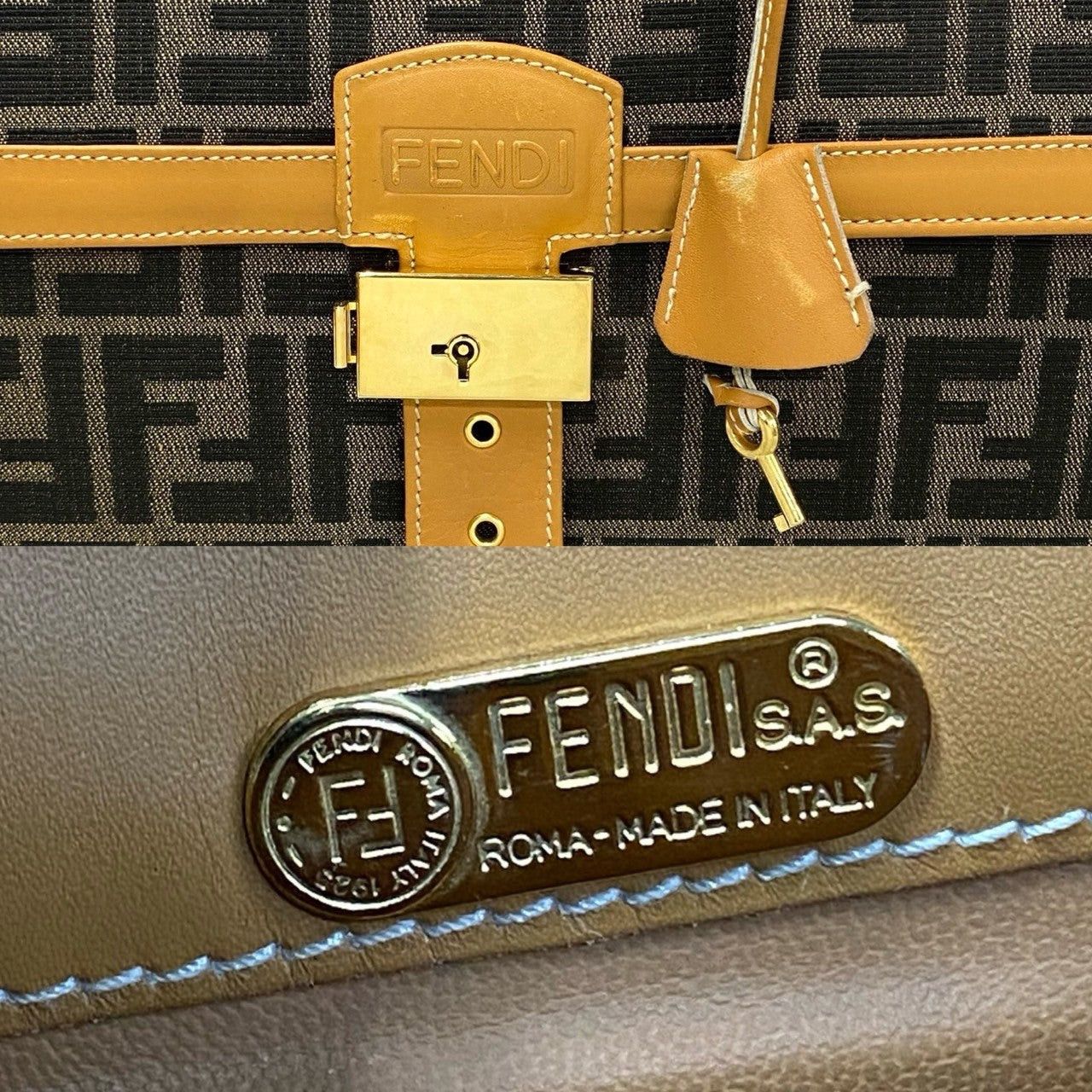 Fendi Fendi Handbag Brown Cotton Size ONE SIZE - 3 Thumbnail