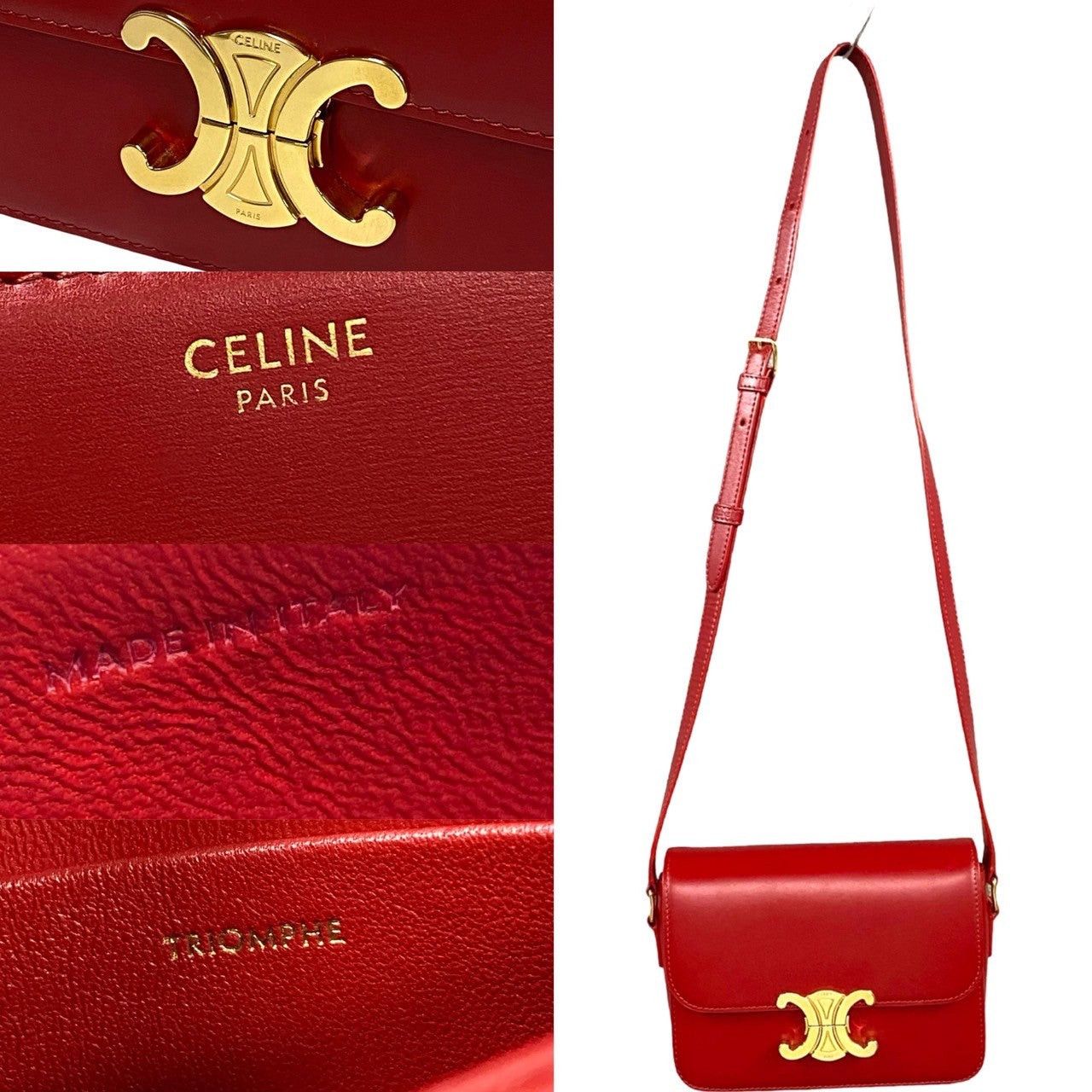 Celine Celine Shoulder Bag Red Leather Size ONE SIZE - 3 Thumbnail