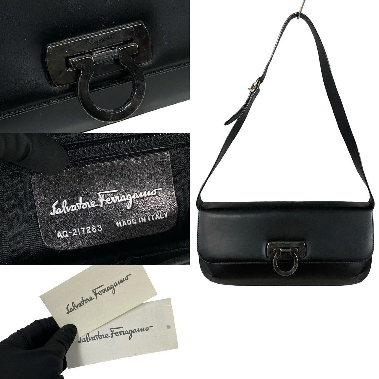 Salvatore Ferragamo Salvatore Ferragamo Shoulder Bag Black Leather Size ONE SIZE - 3 Thumbnail