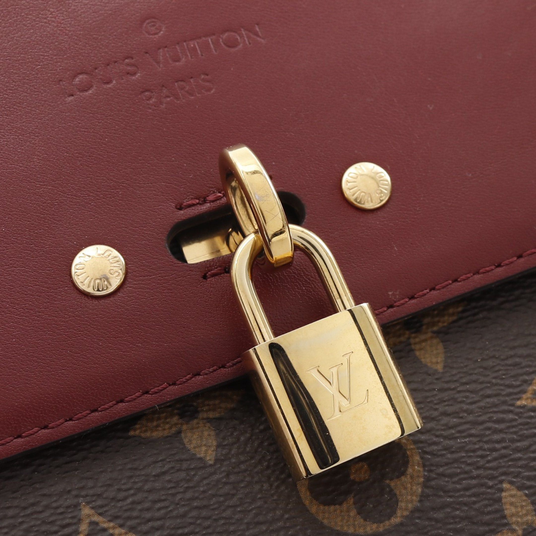 Louis Vuitton Venus Monogram Leysin Handbag Leather Brown Bordeaux