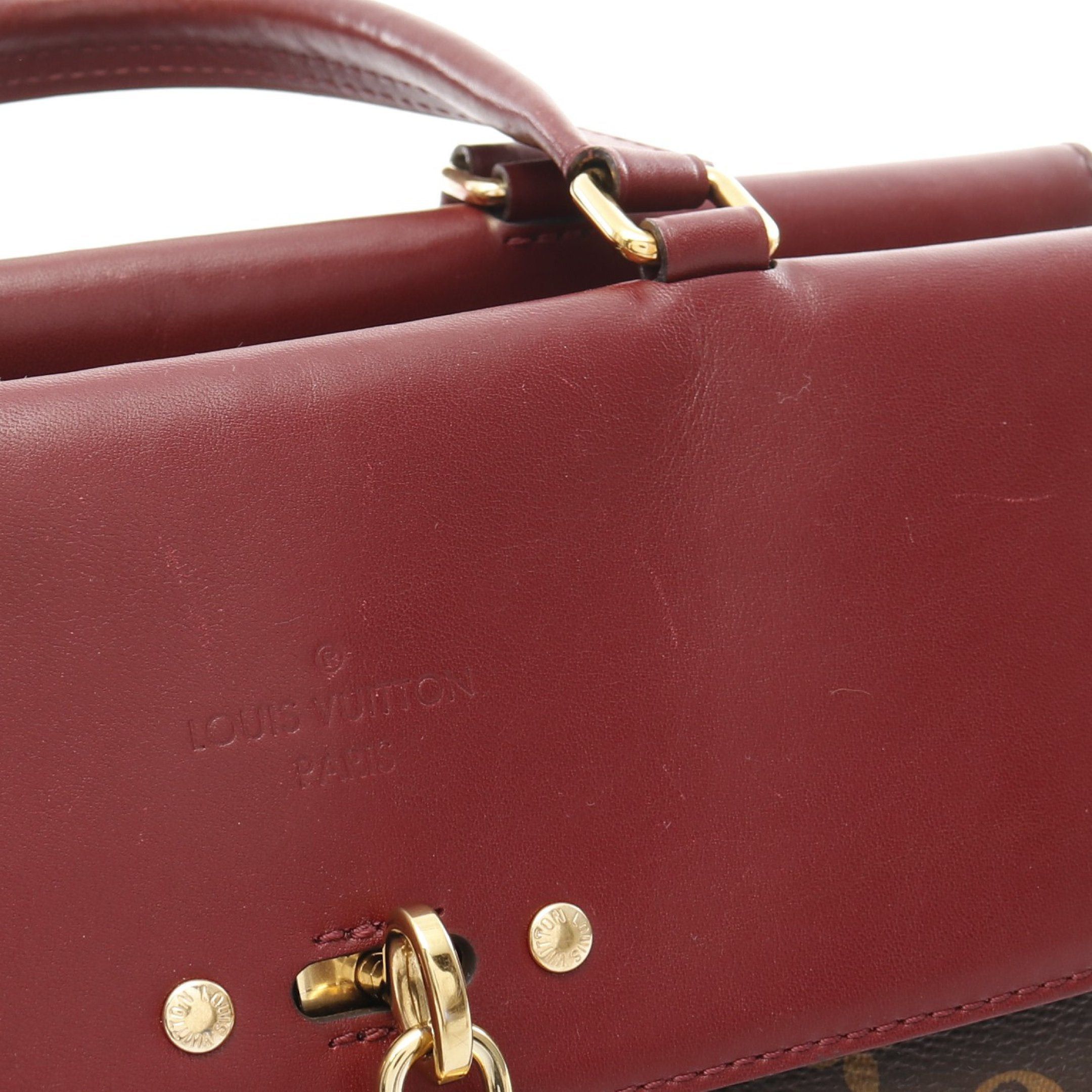 Louis Vuitton Venus Monogram Leysin Handbag Leather Brown Bordeaux