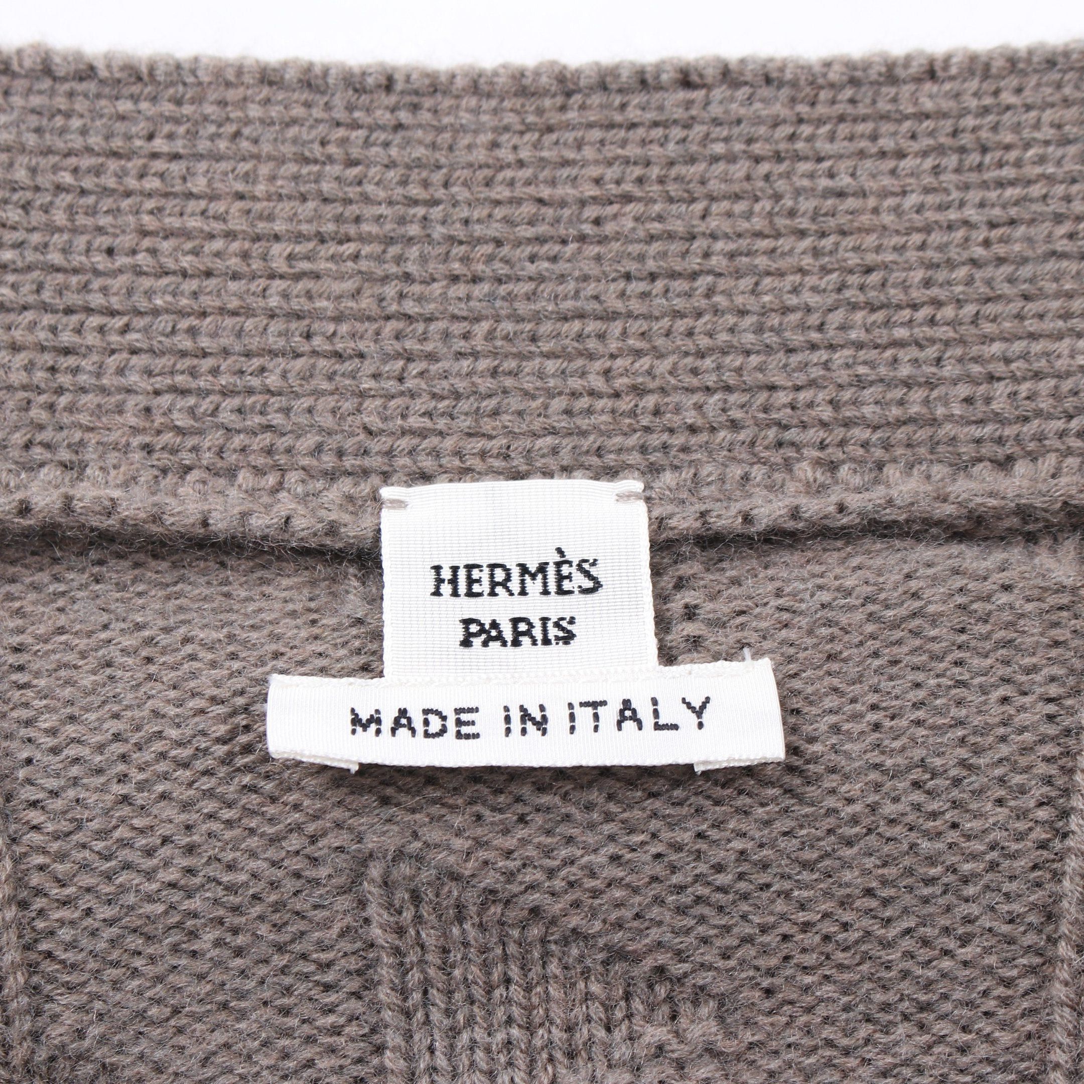 Hermes Hermes H Embossing Cardigan V-Neck Cashmere Gray Brown Size ONE SIZE - 3 Thumbnail