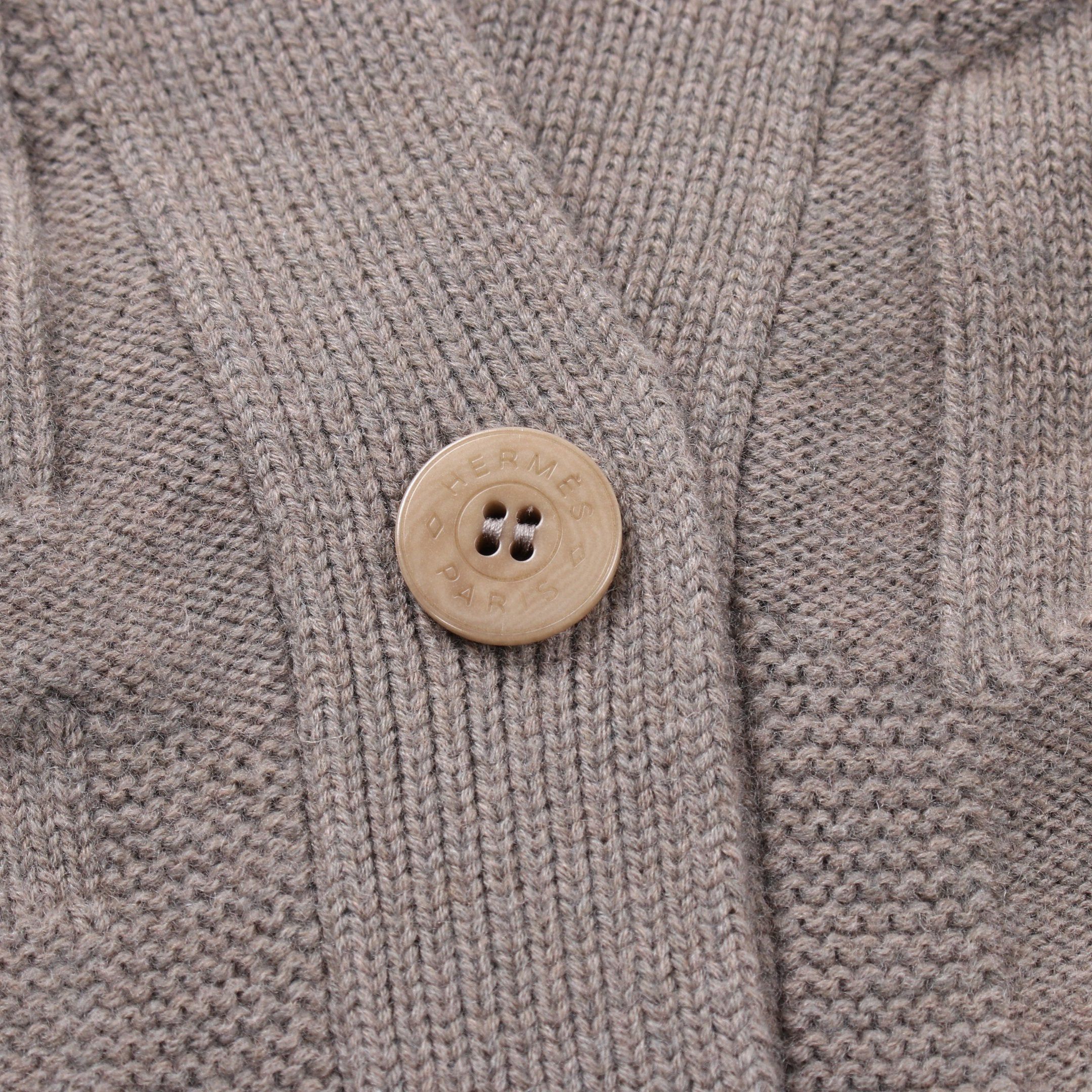 Hermes Hermes H Embossing Cardigan V-Neck Cashmere Gray Brown Size ONE SIZE - 5 Thumbnail
