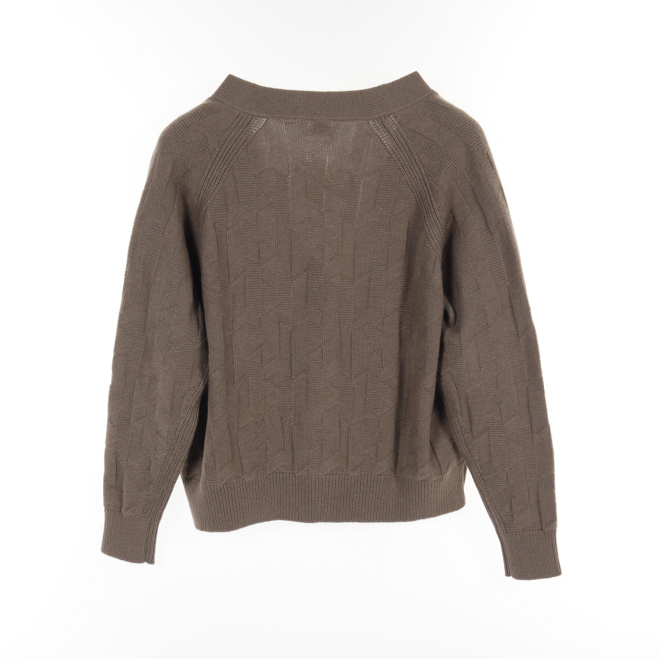Hermes Hermes H Embossing Cardigan V-Neck Cashmere Gray Brown Size ONE SIZE - 2 Thumbnail